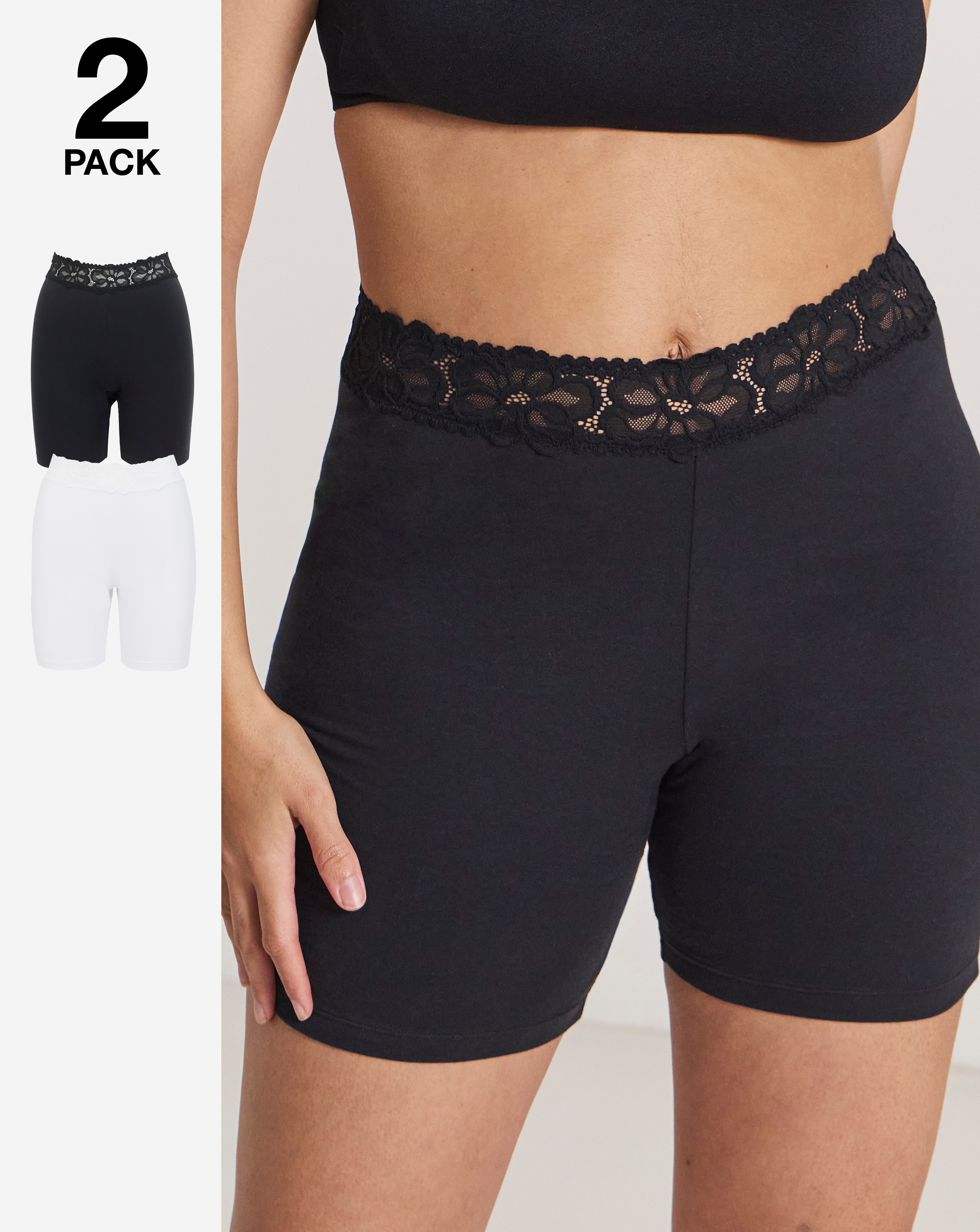 New In - 2 Pack Lace Trim Shorts