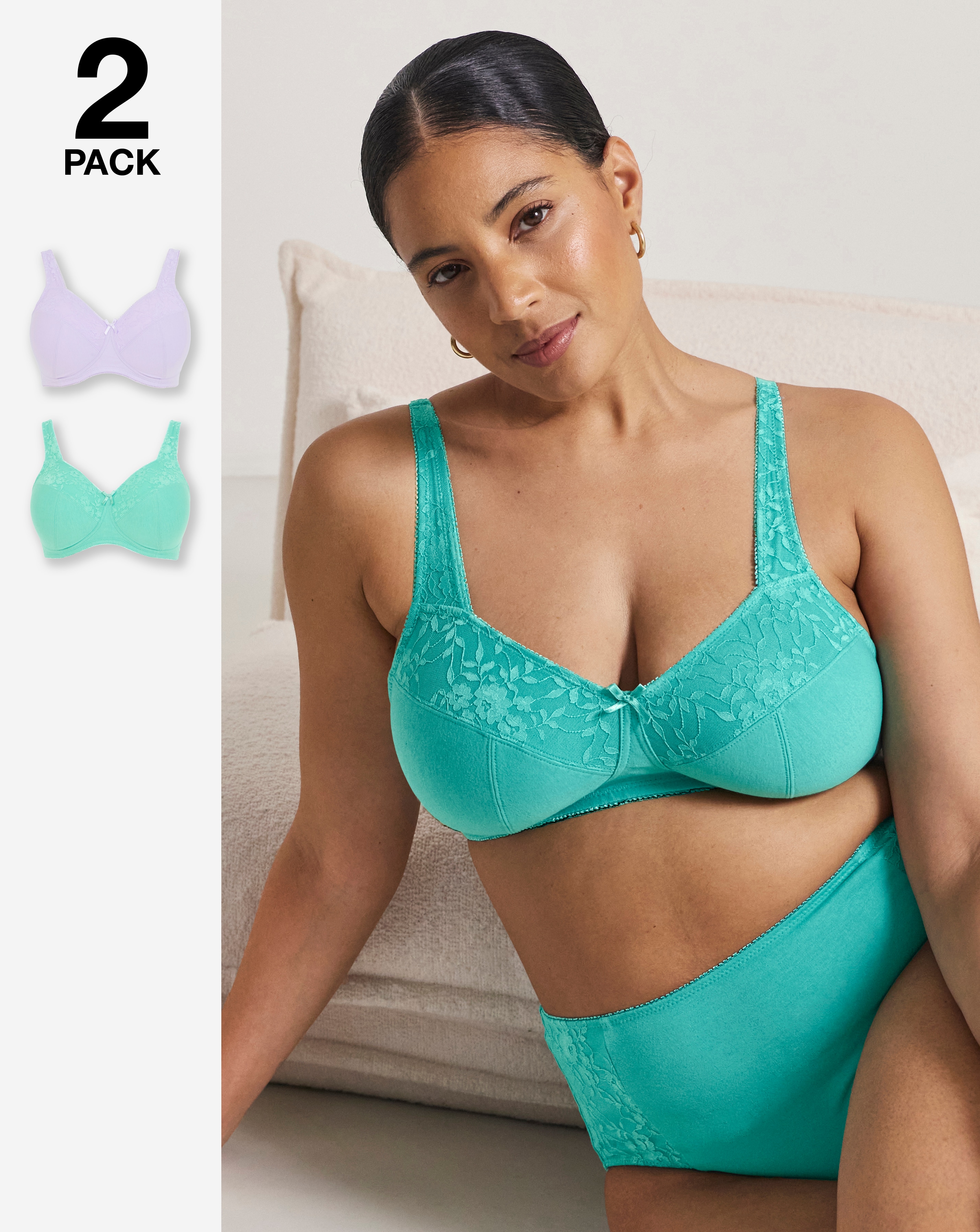 2 Pack New Sarah Full Cup Non Wired Bras