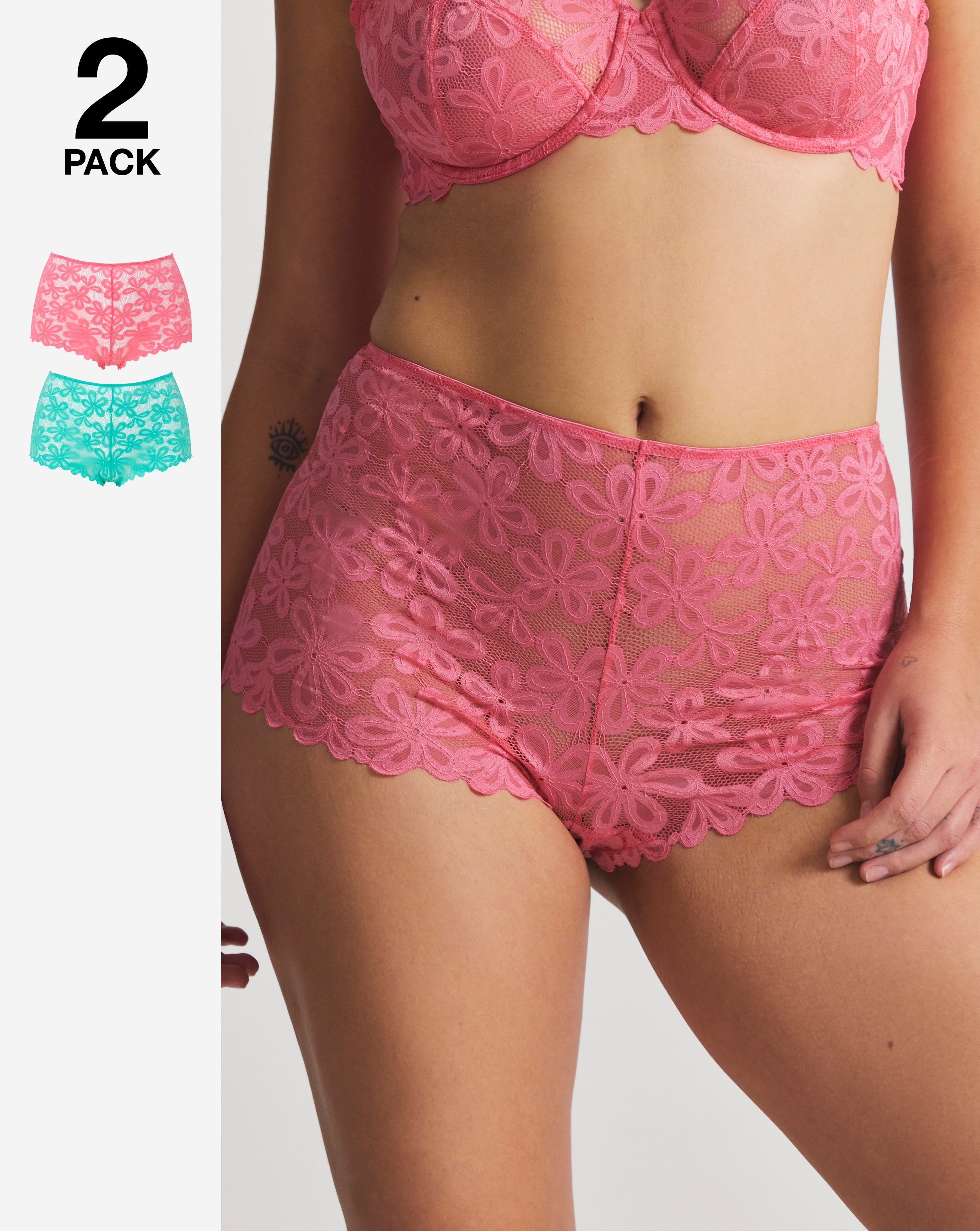 New In - 2 Pack Daisy Lace Shorts