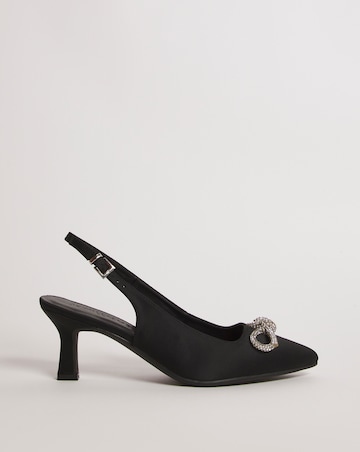 Satin Slingback Shoe with Bow Trim - Wide Fit (E)