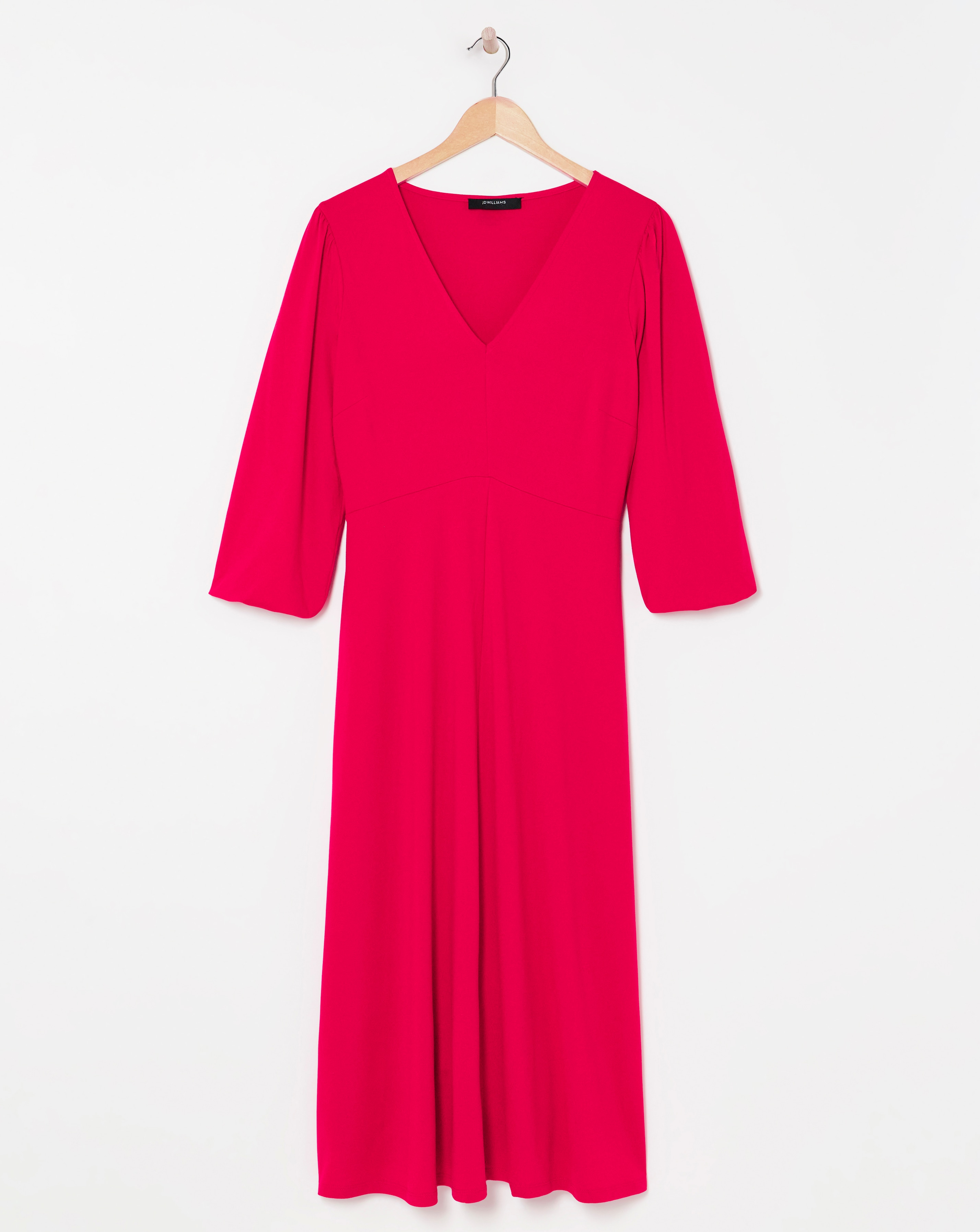 Puff Sleeve Jersey Midi Dress
