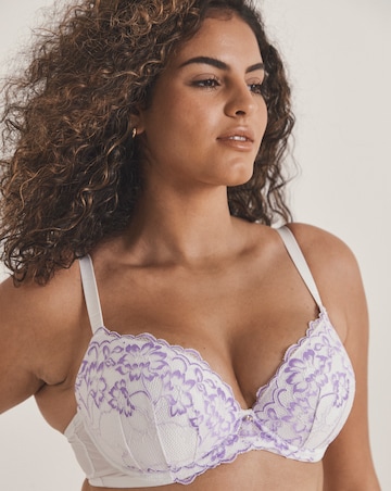 Ann Summers Sexy Lace Planet Plunge Bra White Lilac