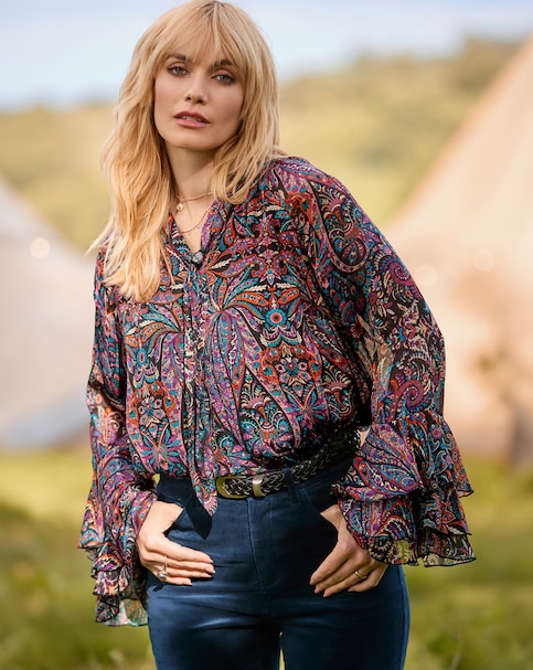 New In - Joe Browns Boho Print Tie Neck Blouse