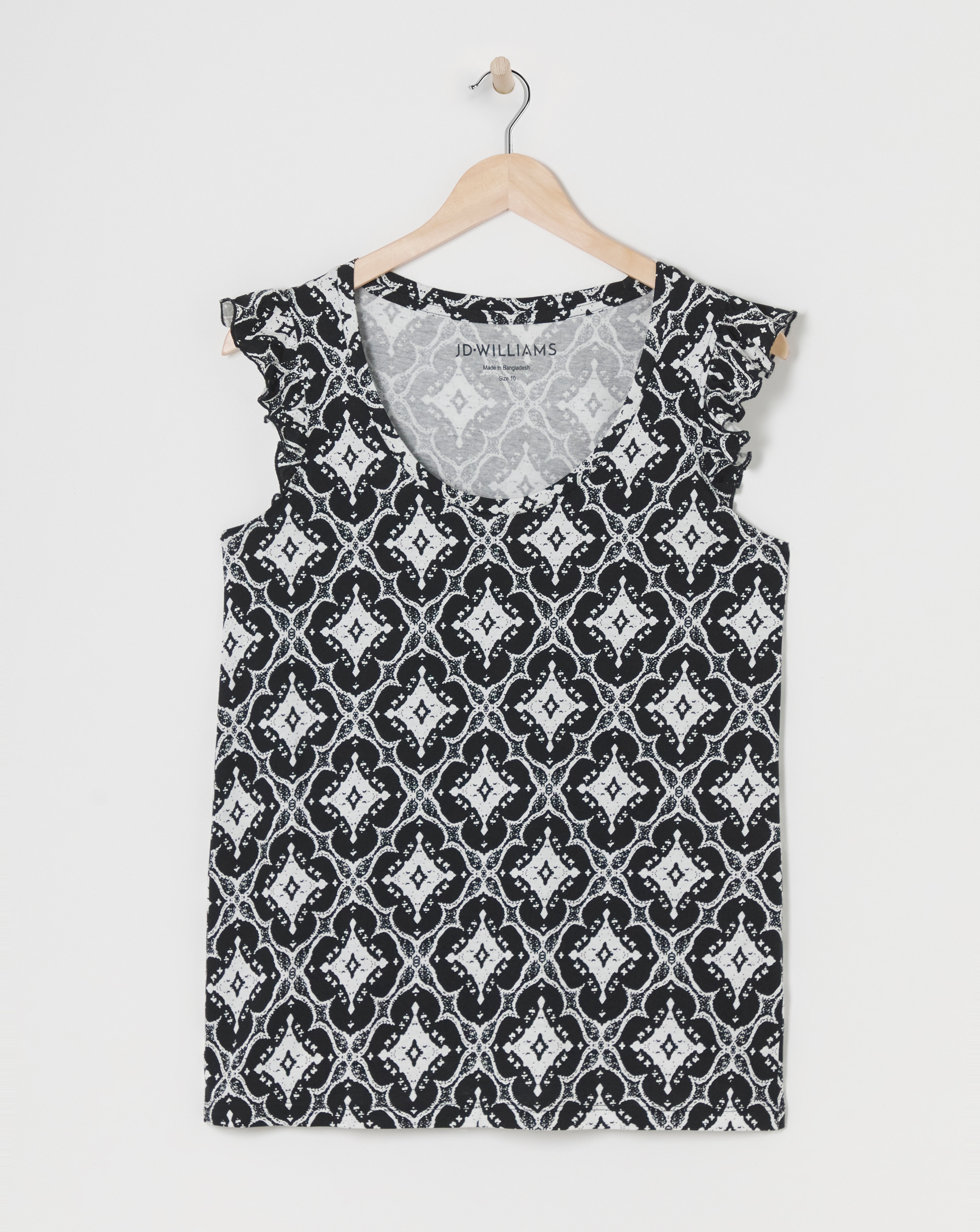 Printed Ruffle Sleeve Vest