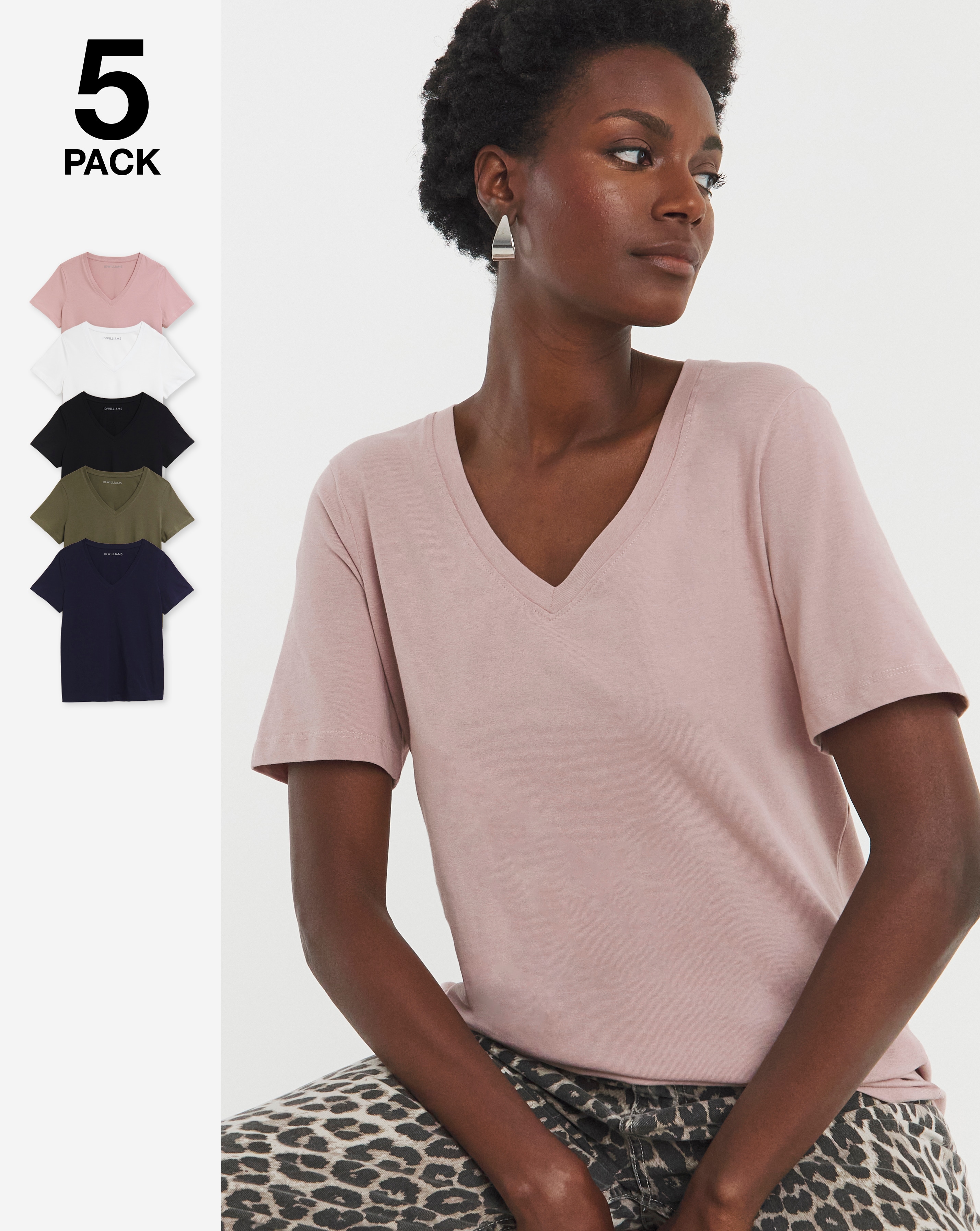 5 Pack The V Neck Short Sleeve T-Shirt