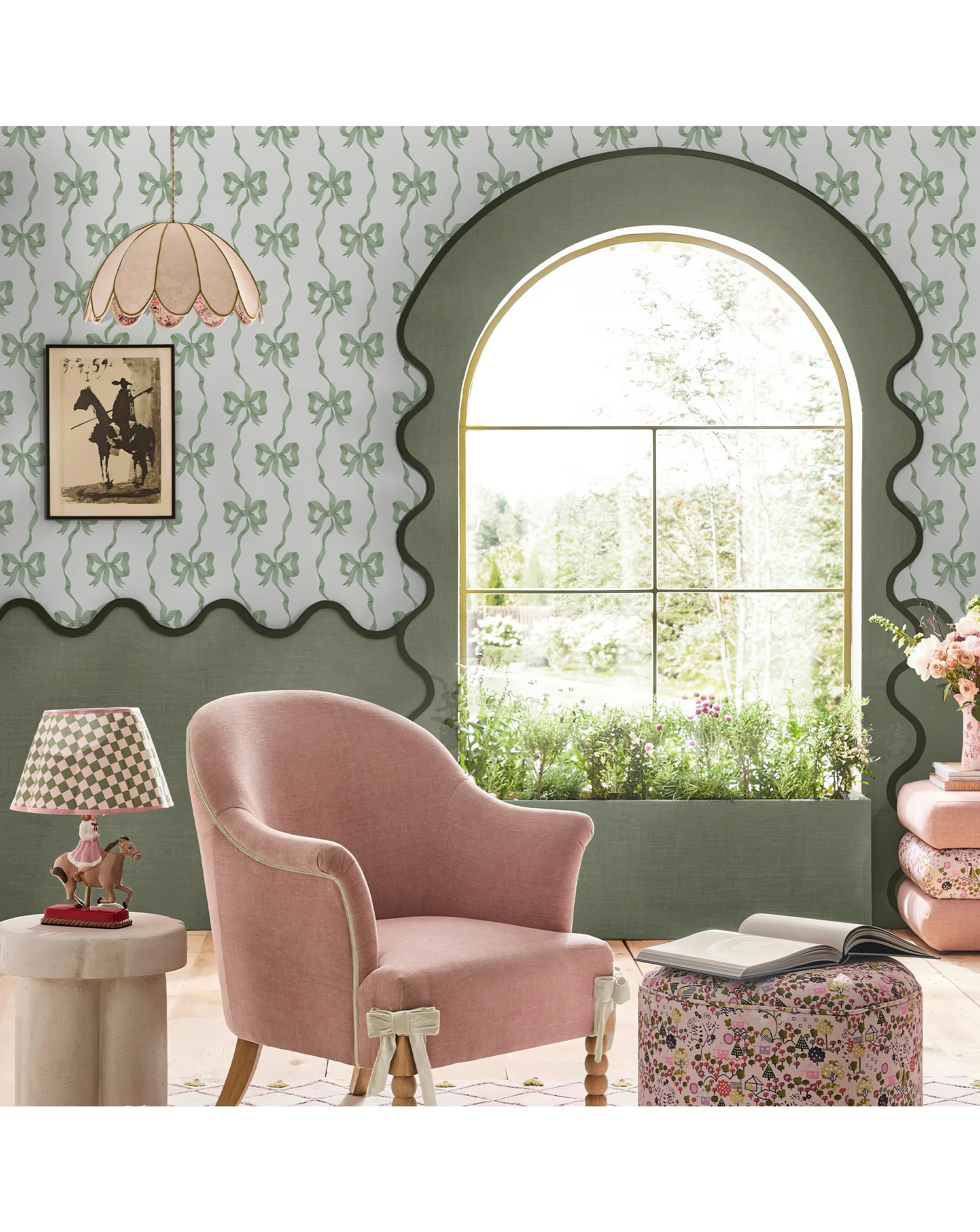 Cath Kidston Ribbon Sage Wallpaper