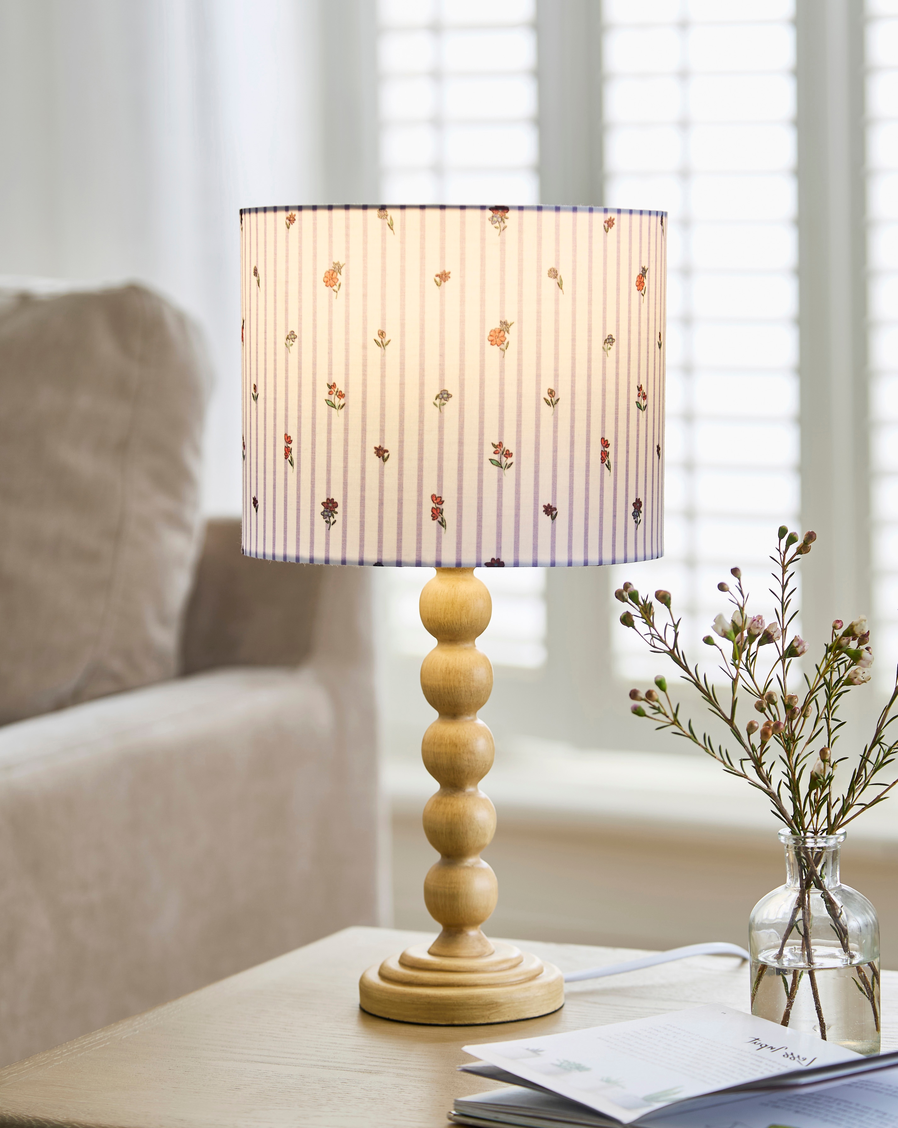 Julipa Evelyn Floral Stripe Bobbin Lamp