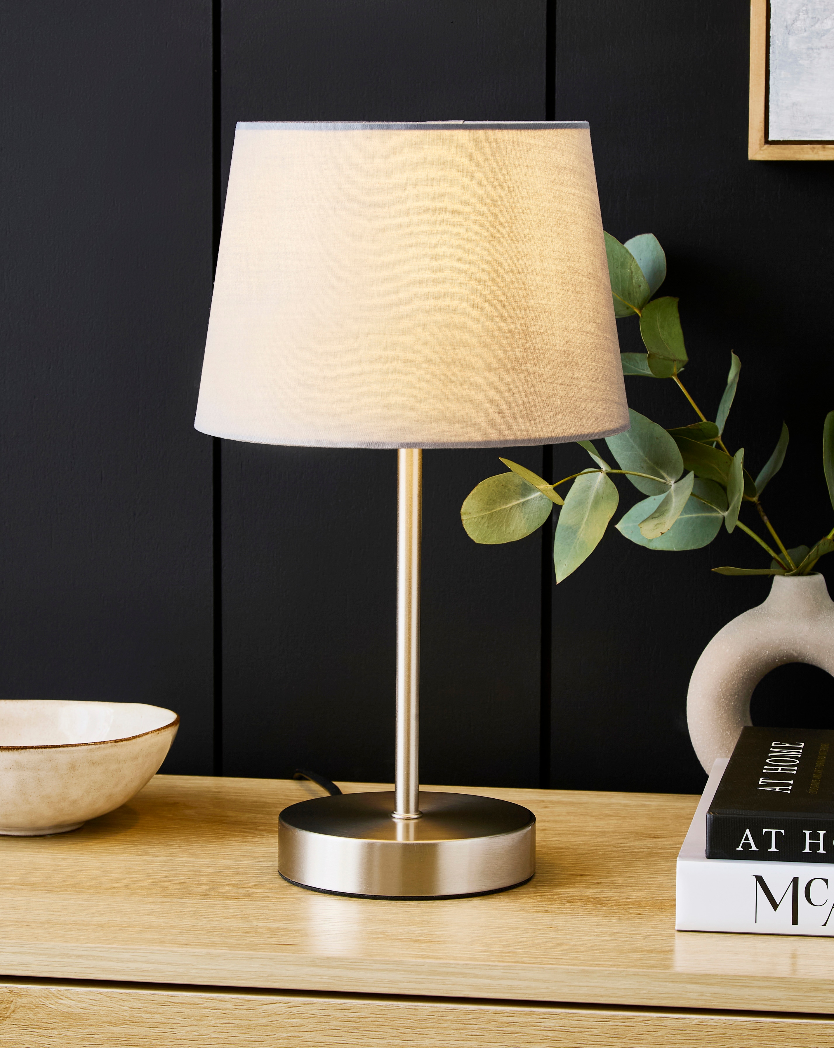 New In - Owen Grey and Chrome Table Lamp