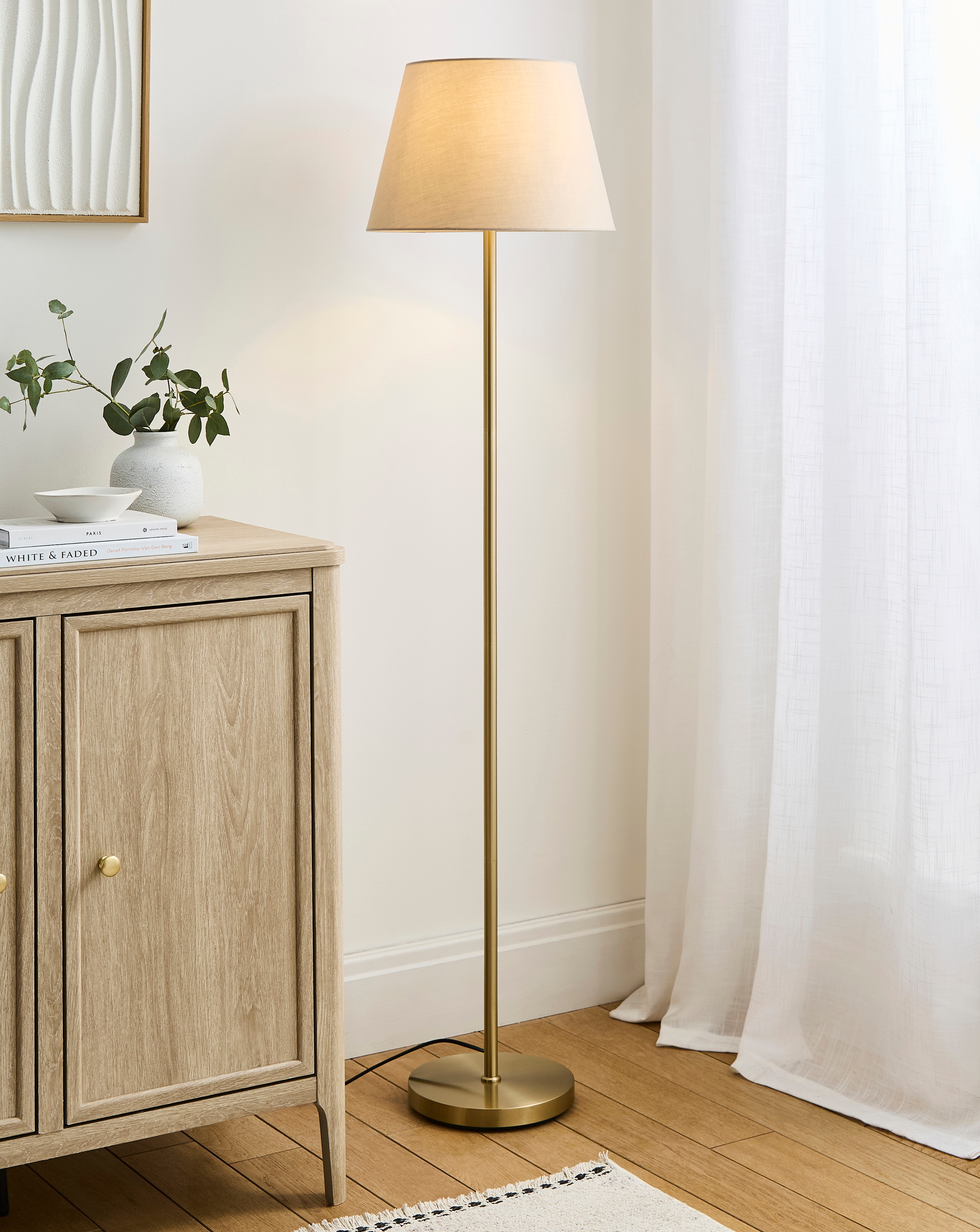 New In - Owen Cream and Brass Floor Lamp