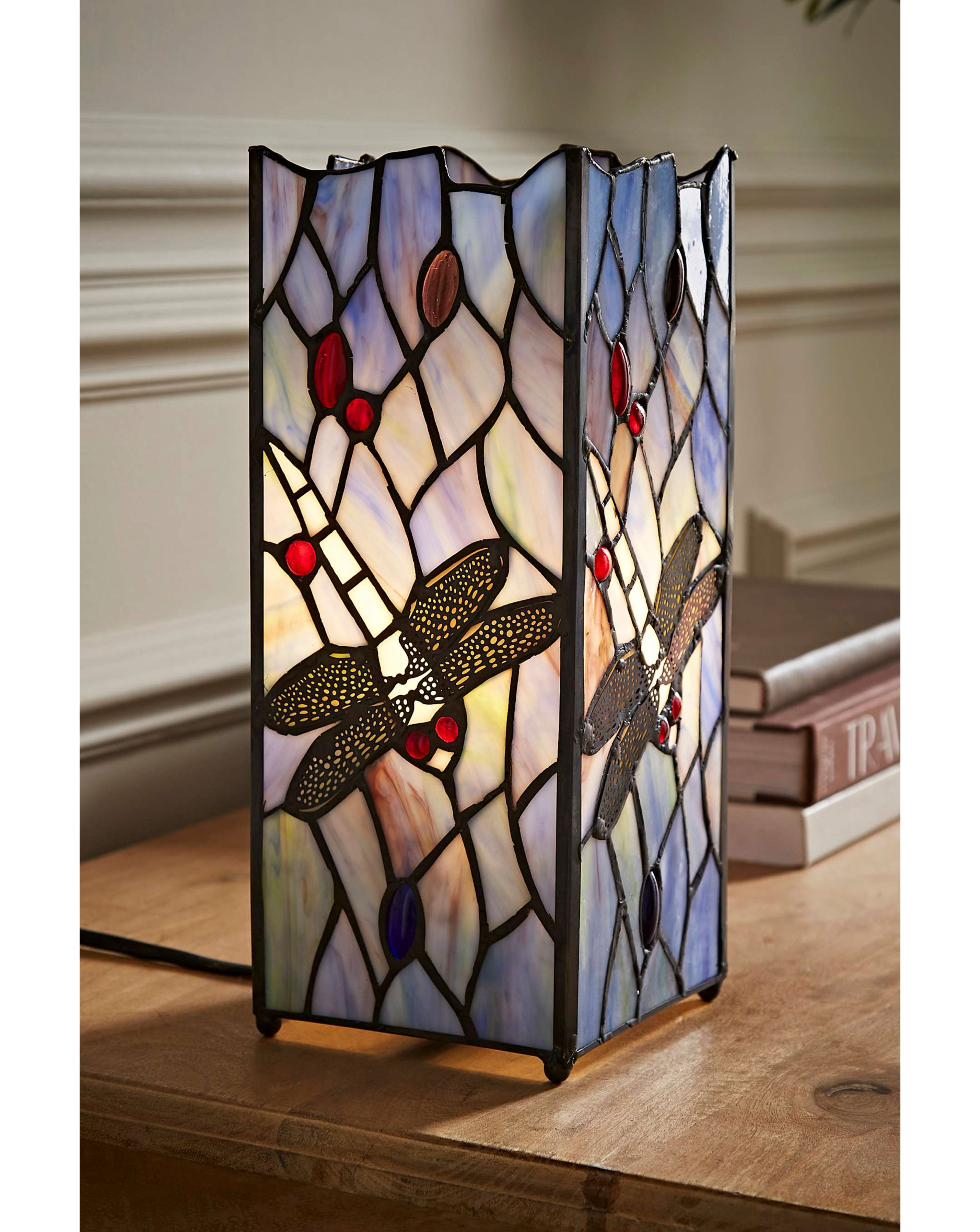 Dragonfly Tiffany Square Lamp
