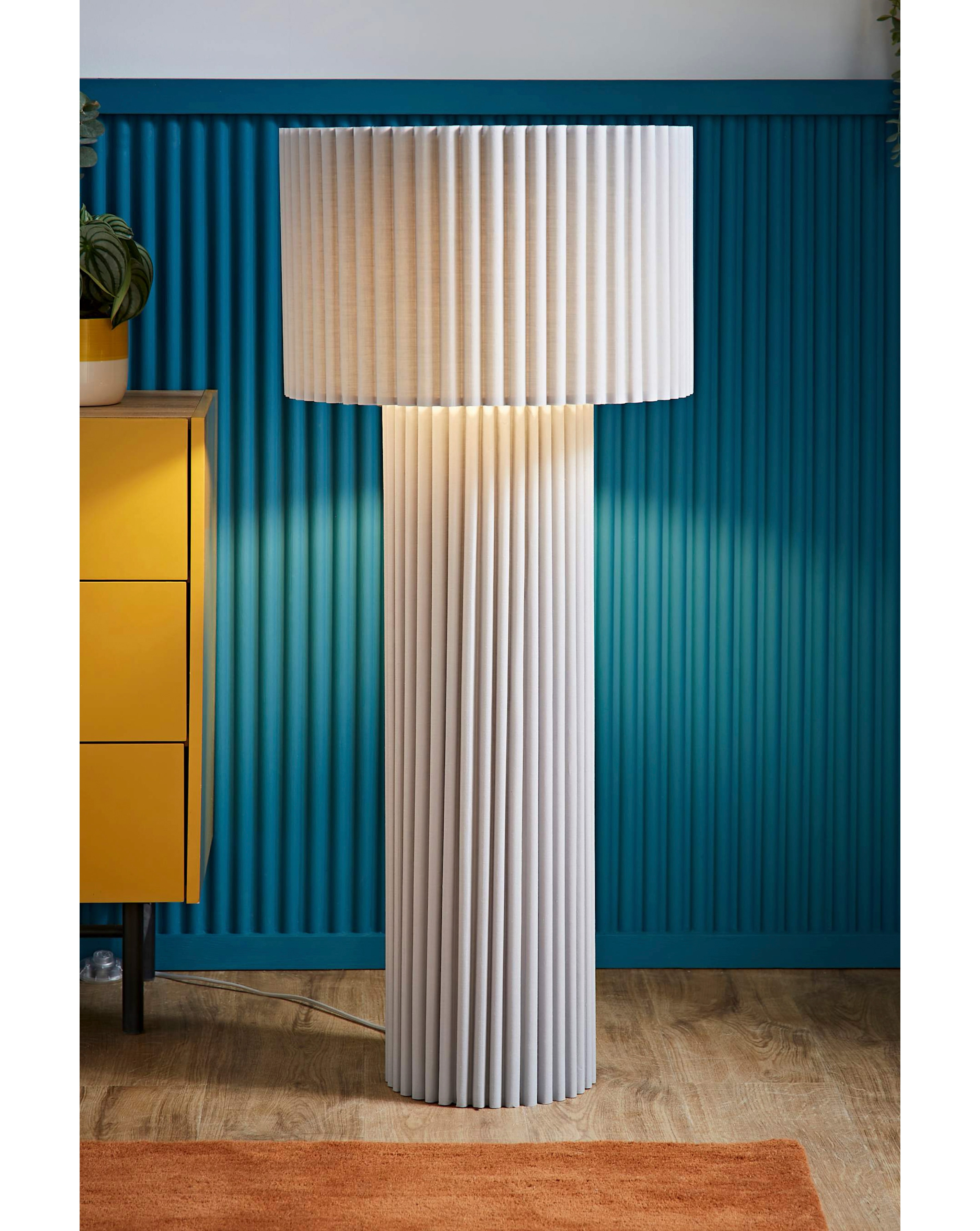 Lenny Grey Ribbed Floor Lamp