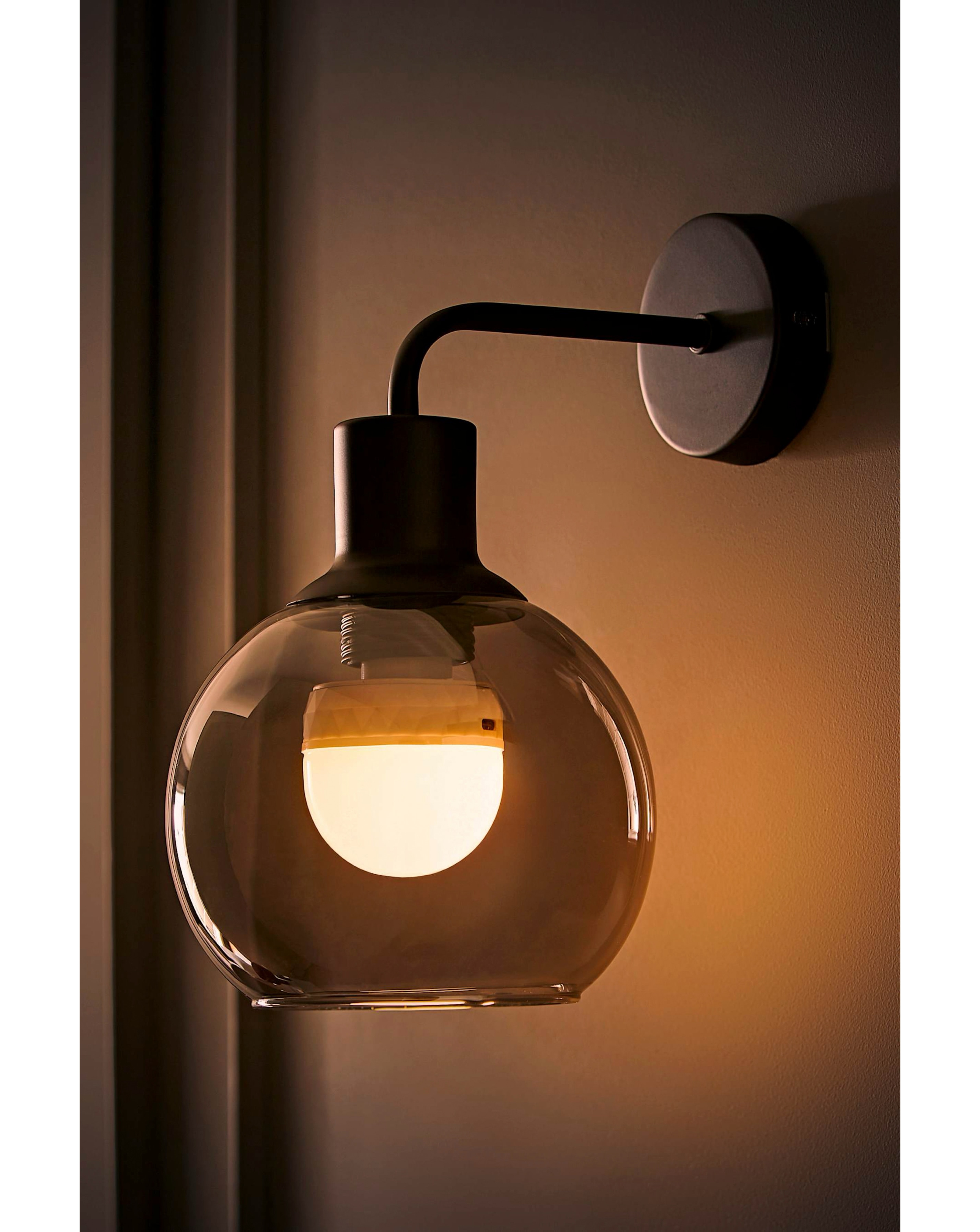 Bellamy Black Smoke Glass Wall Light