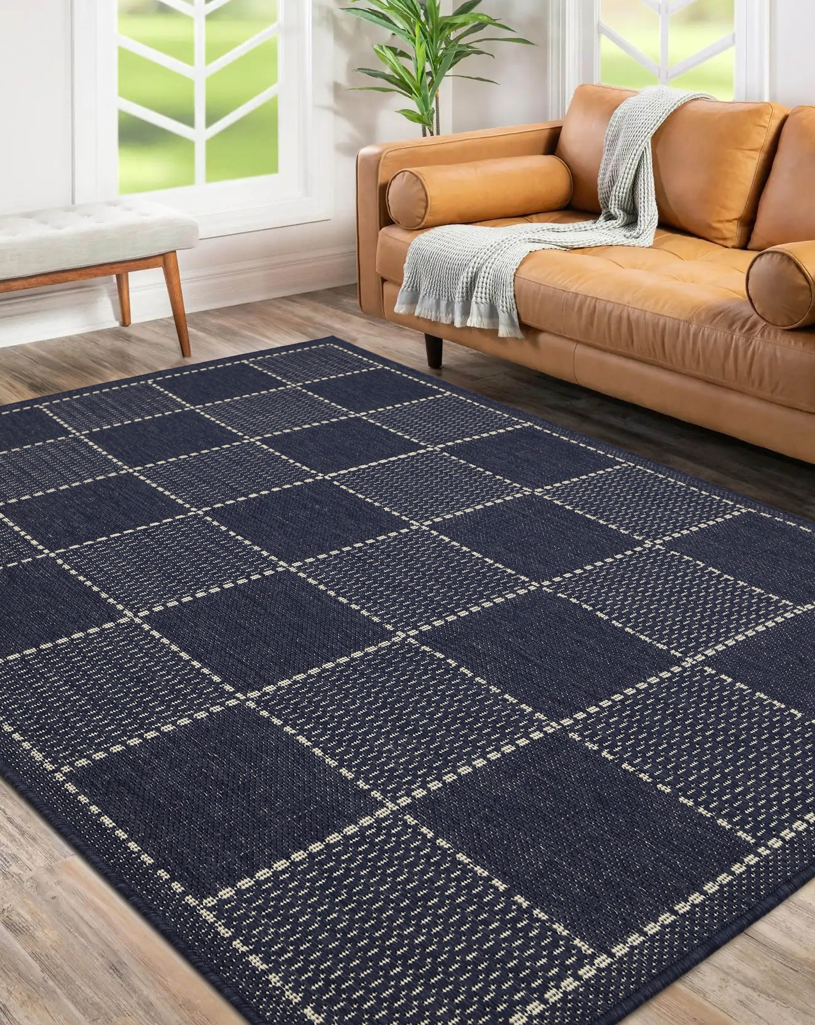 New In - Checked Gel Flatweave Rug