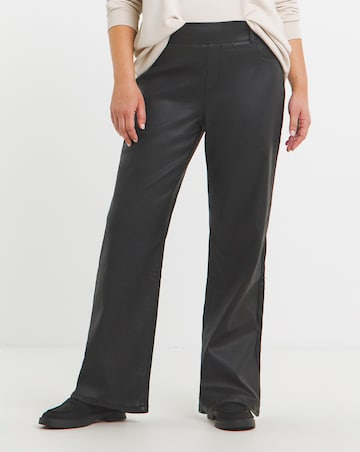 Black Coated Wide Leg Jeggings