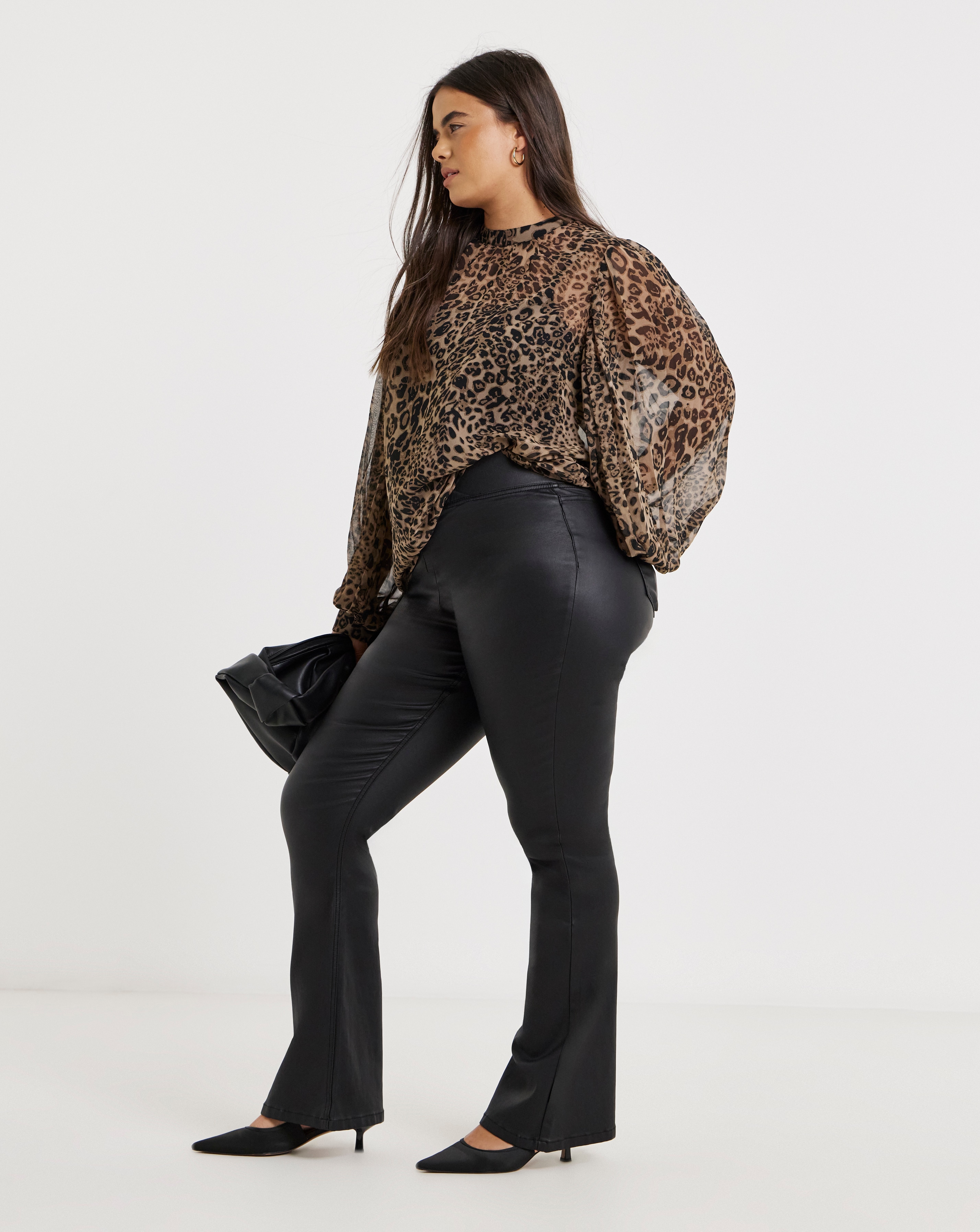 Black Coated Flare Jeggings