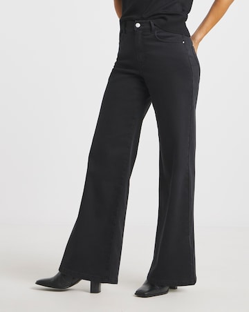 Black Cosy Feel Soft Stretch Wide Leg Jeans