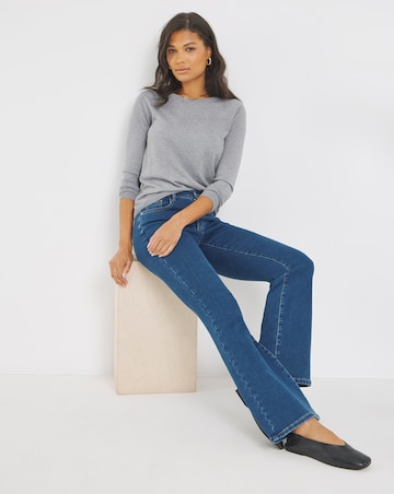 Indigo Flare Leg Cosy Feel Soft Stretch Jeans