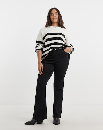 Black Flare Leg Cosy Feel Soft Stretch Jeans