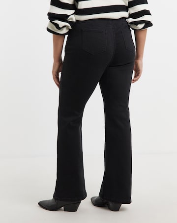 Black Flare Leg Cosy Feel Soft Stretch Jeans