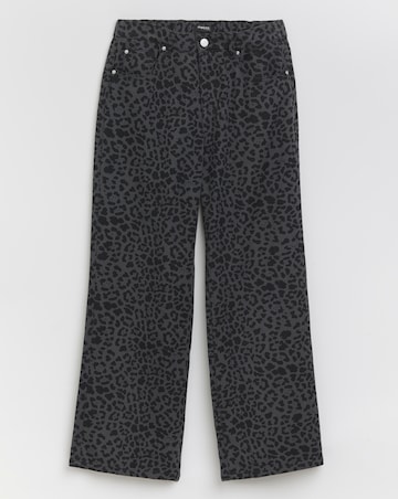 Simply Be Grey Leopard Wide Leg Jeans