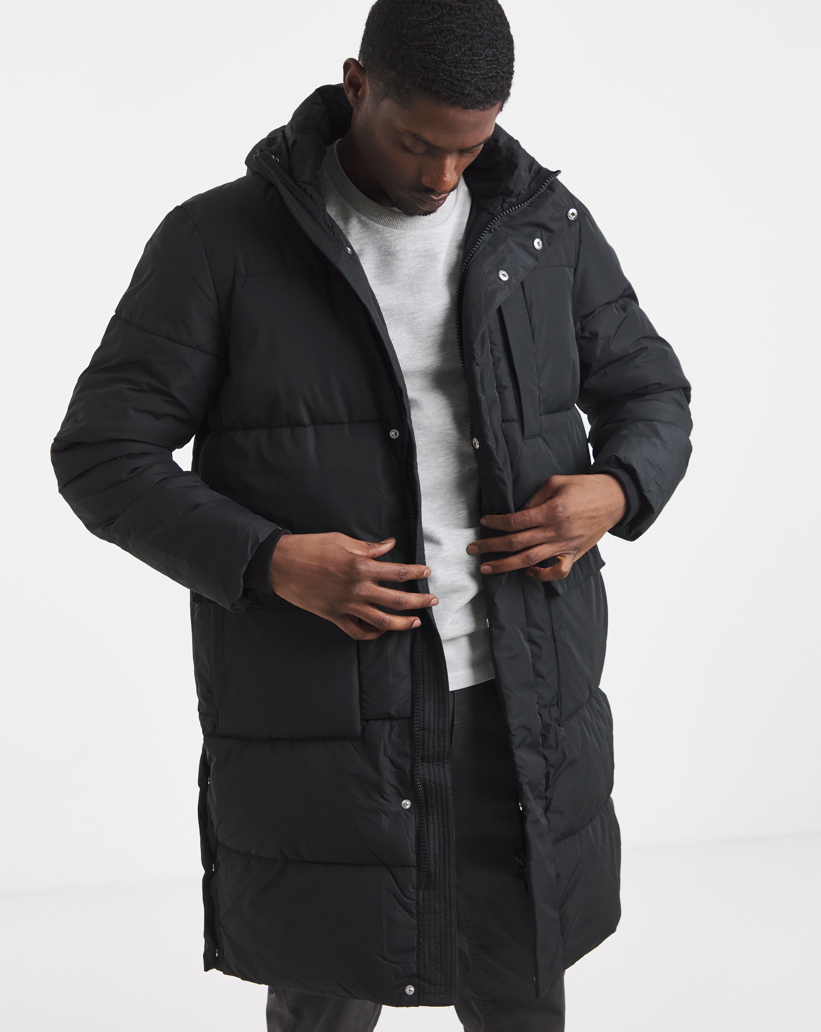Black Longline Padded Coat