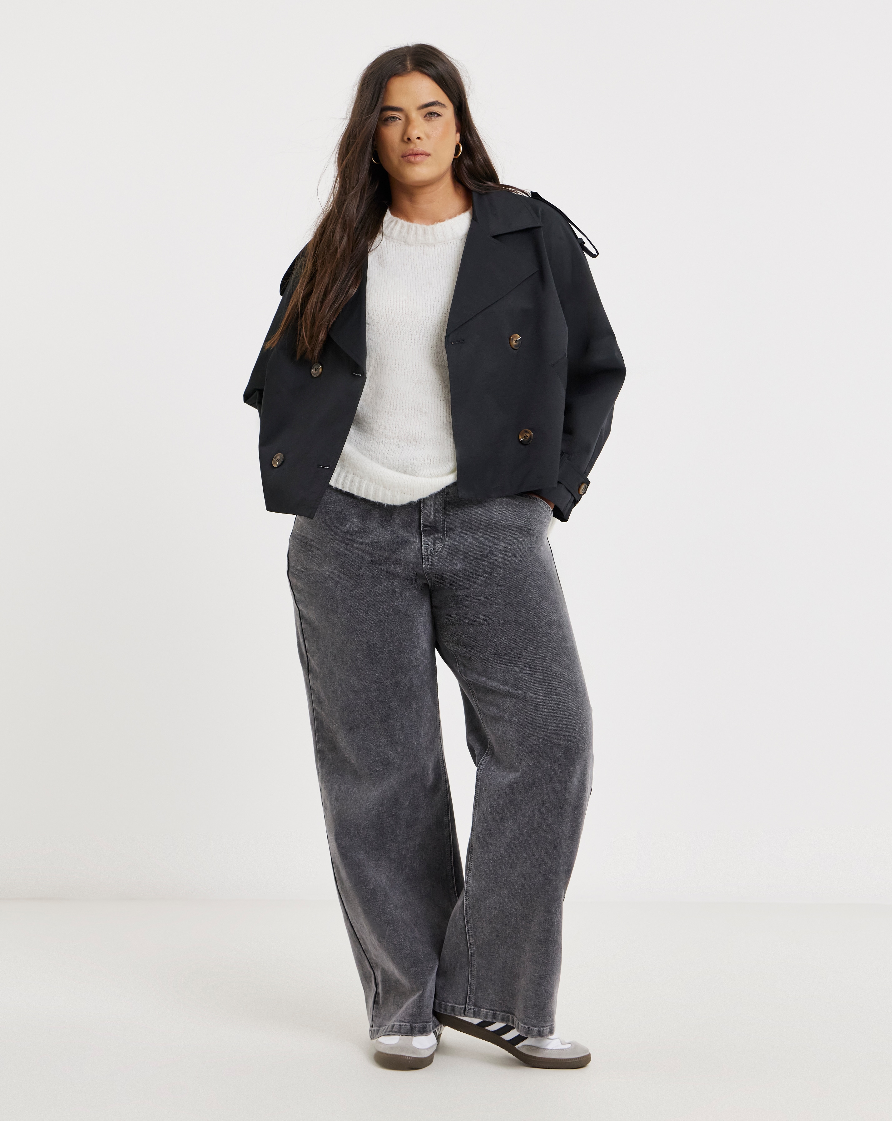 Dark Grey Wide Leg Jeans