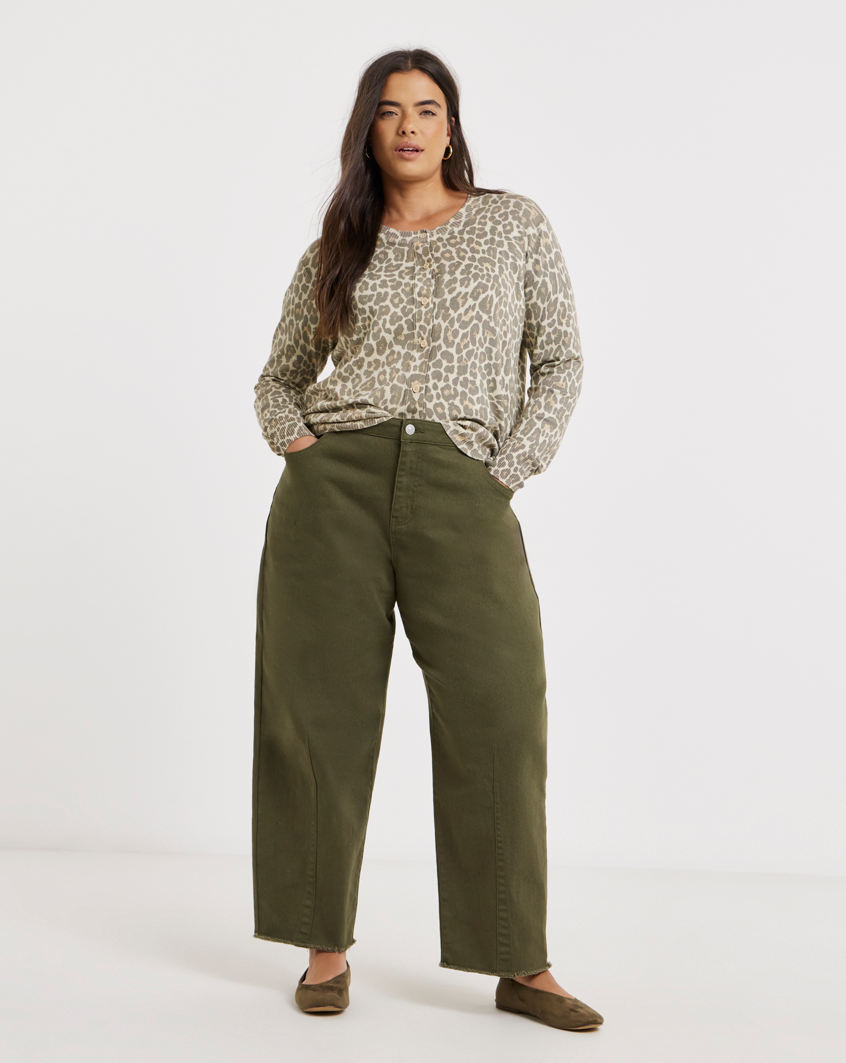 Olive Comfort Stretch Dart Barrel Jeans