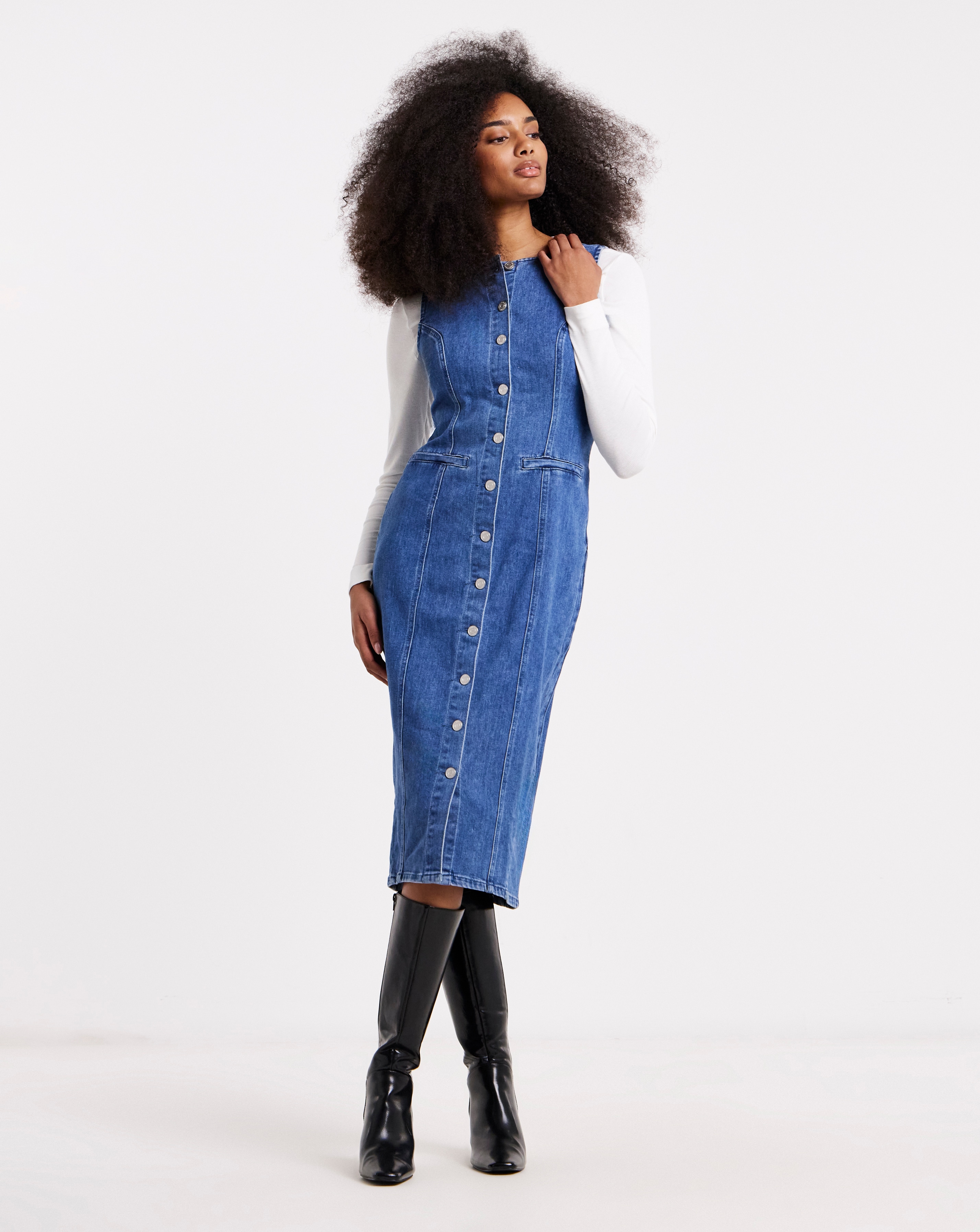 New In - Simply Be Denim Sleeveless Midaxi Dress