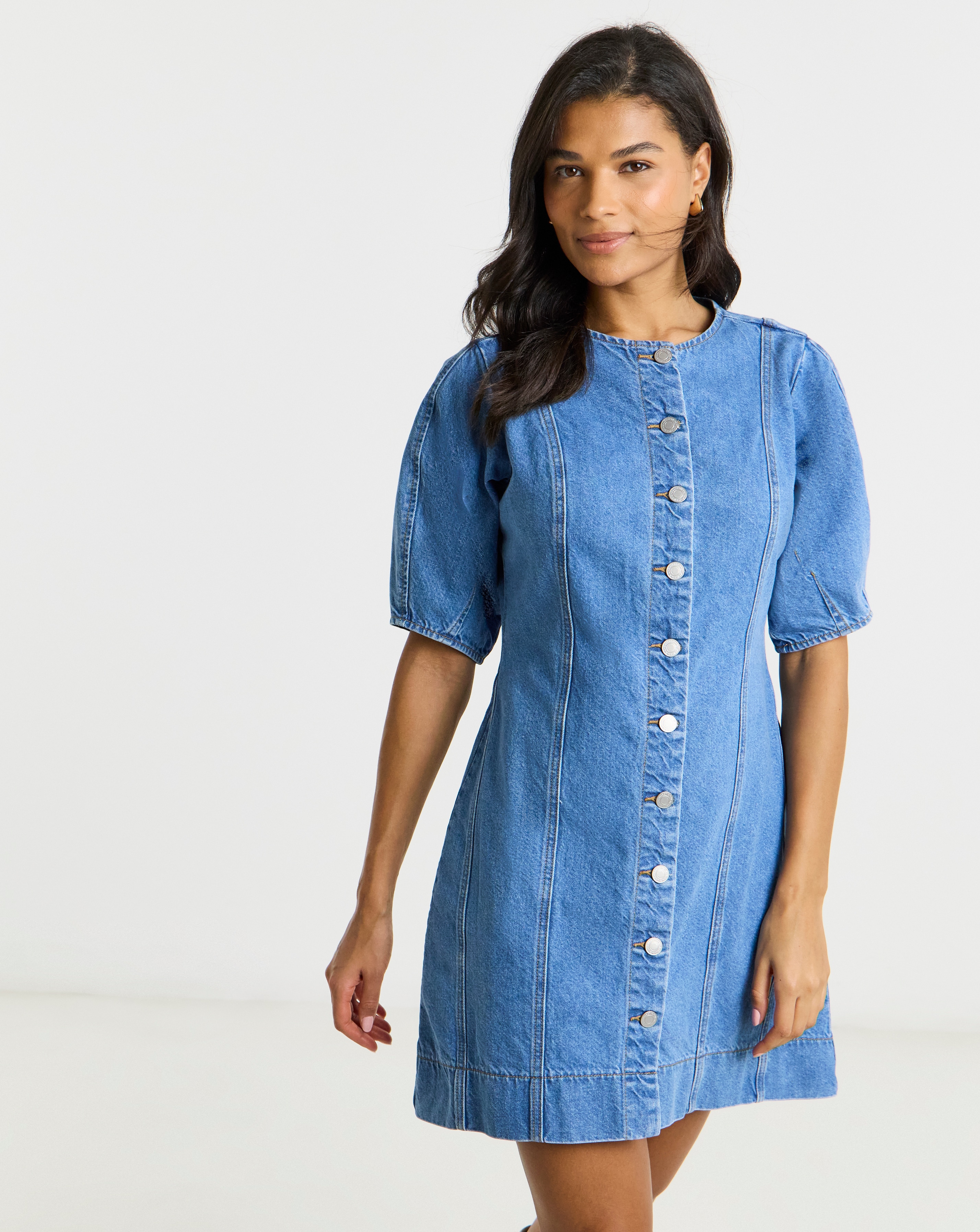 New In - Simply Be Light Blue Cinched Mini Dress