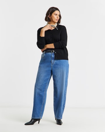 Mid Wash Seamed Barrel Jeans