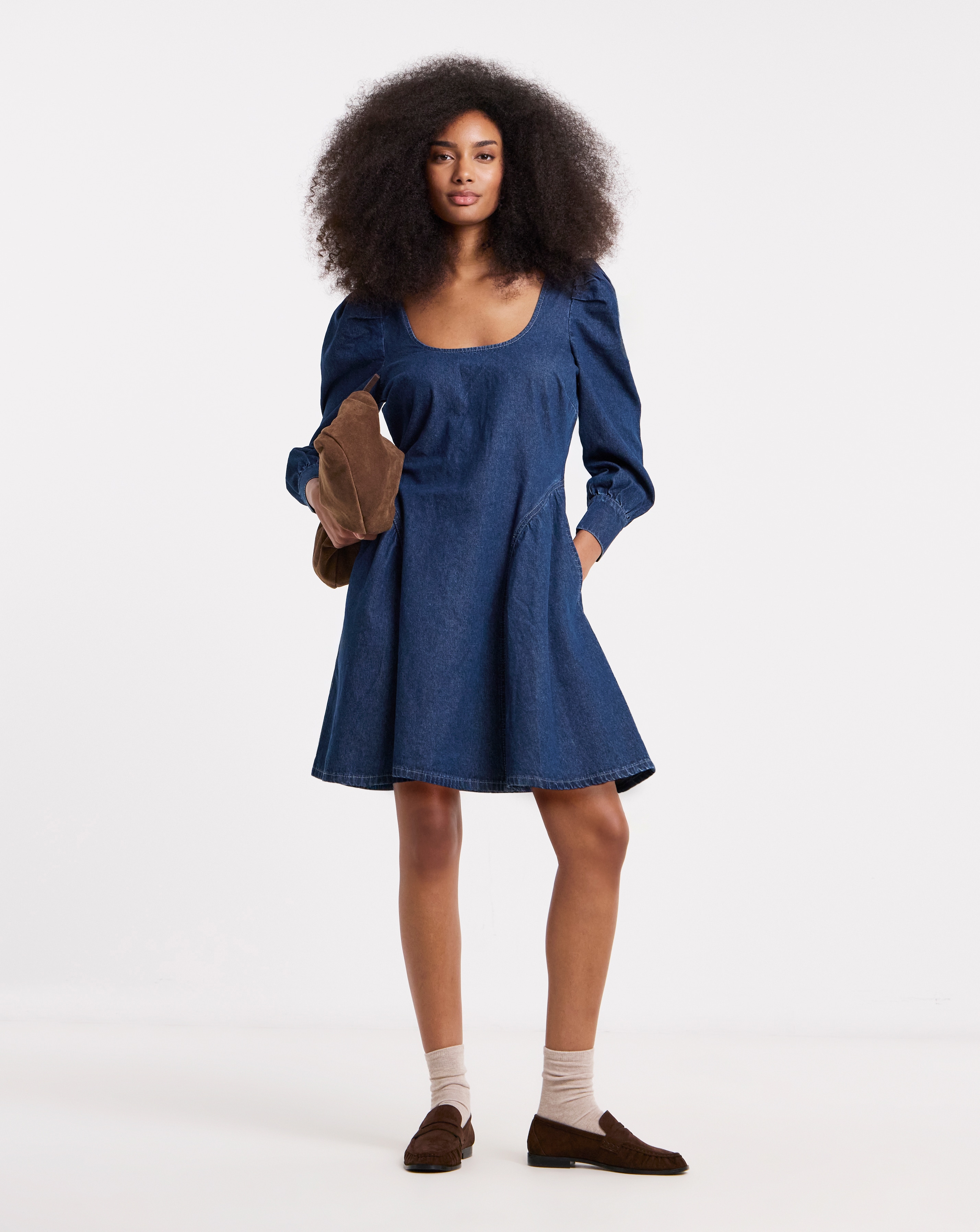New In - Mid Blue Long Sleeve Mini Dress