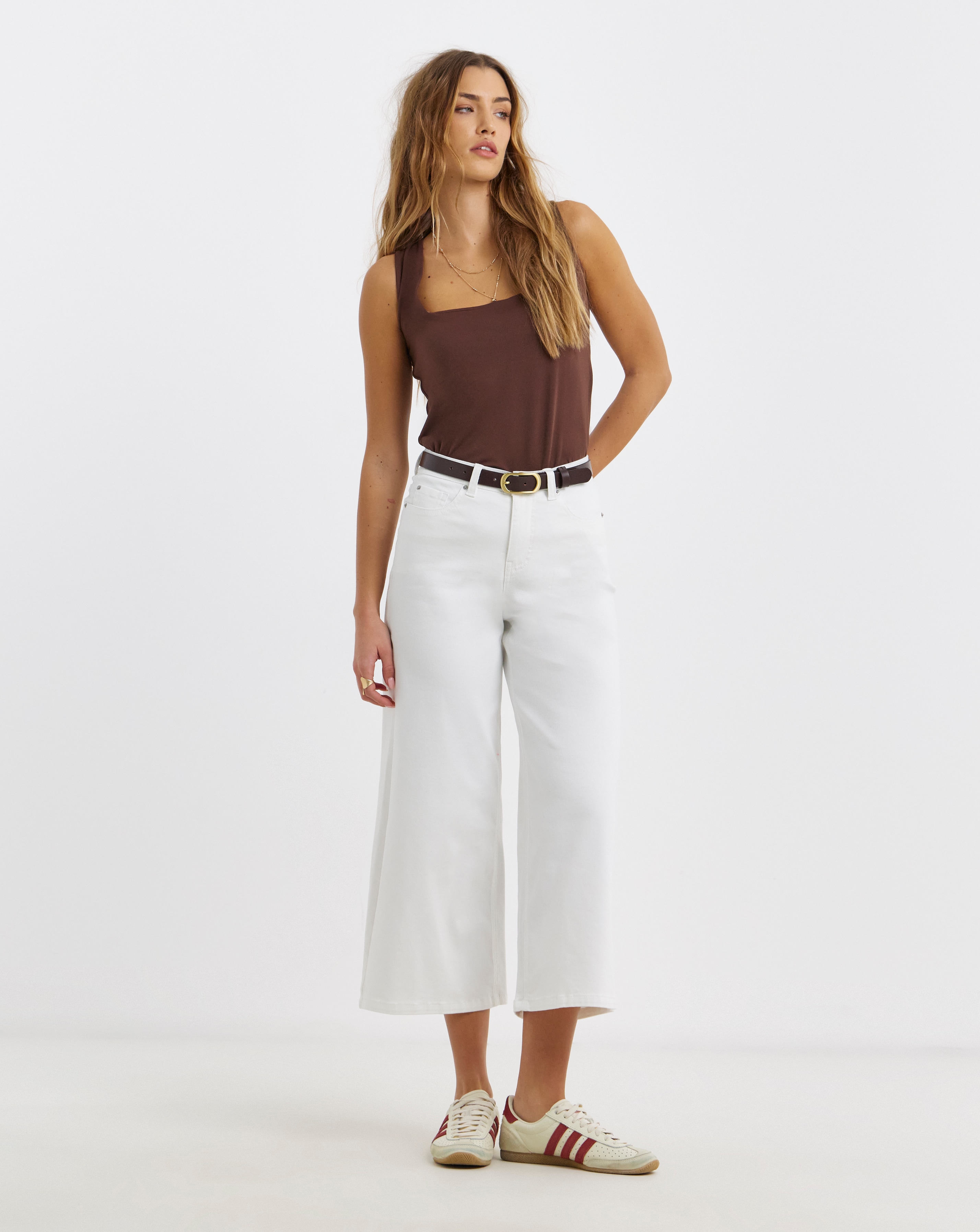 White 24/7 Crop Wide Leg Jeans