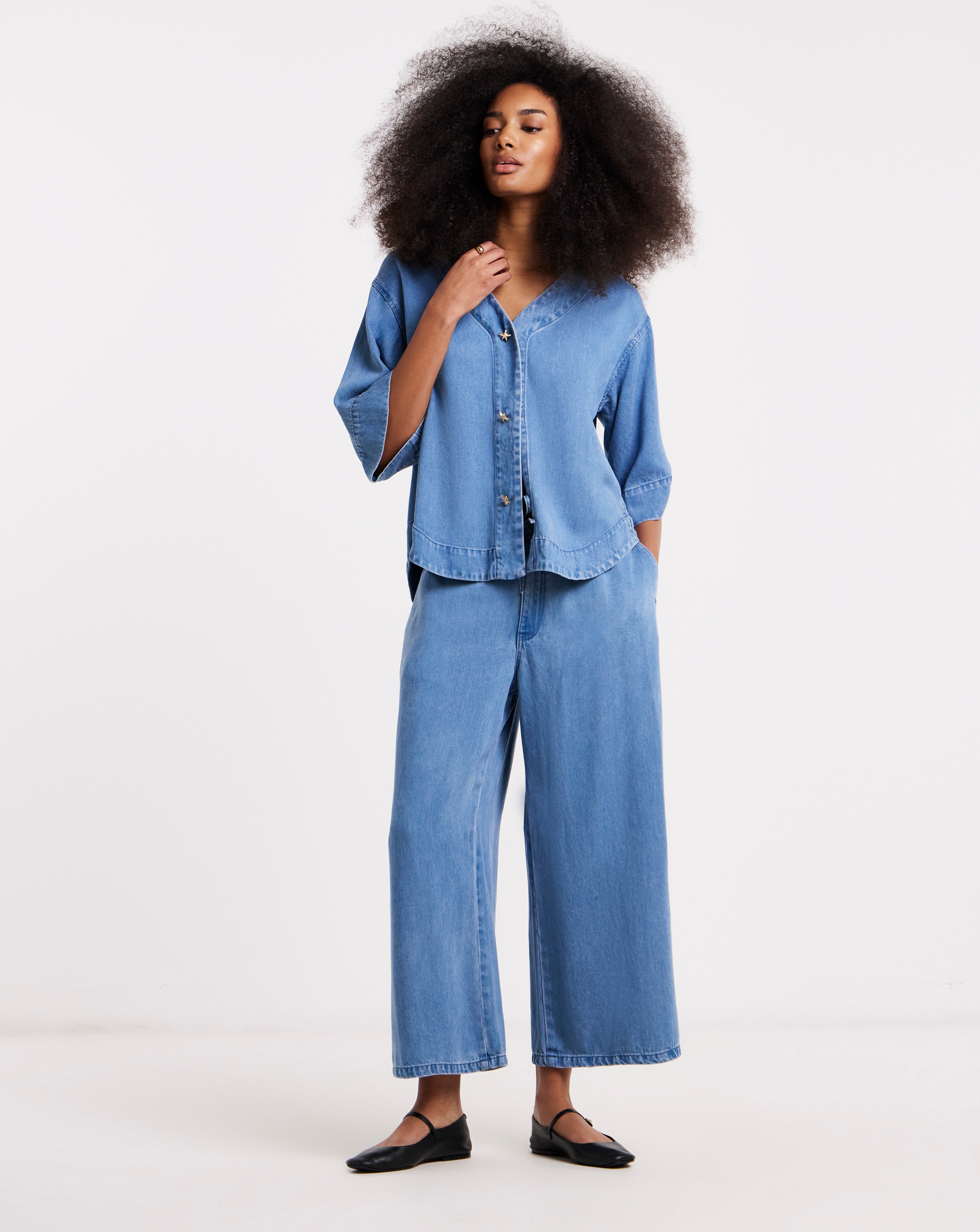Simply Be Light BlueTie Waist Culottes