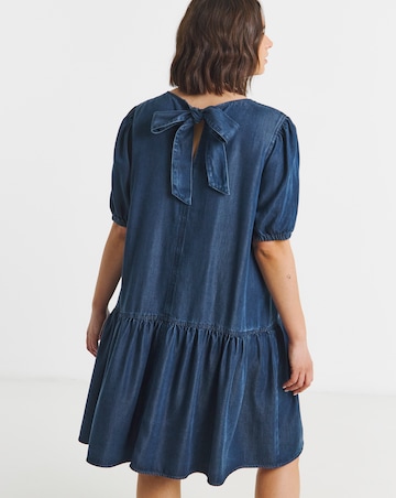 Indigo Drop Waist Mini Denim Dress