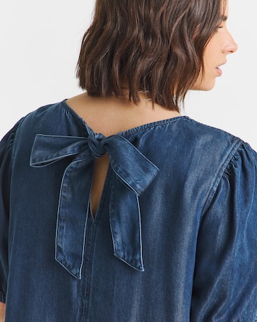 Indigo Drop Waist Mini Denim Dress