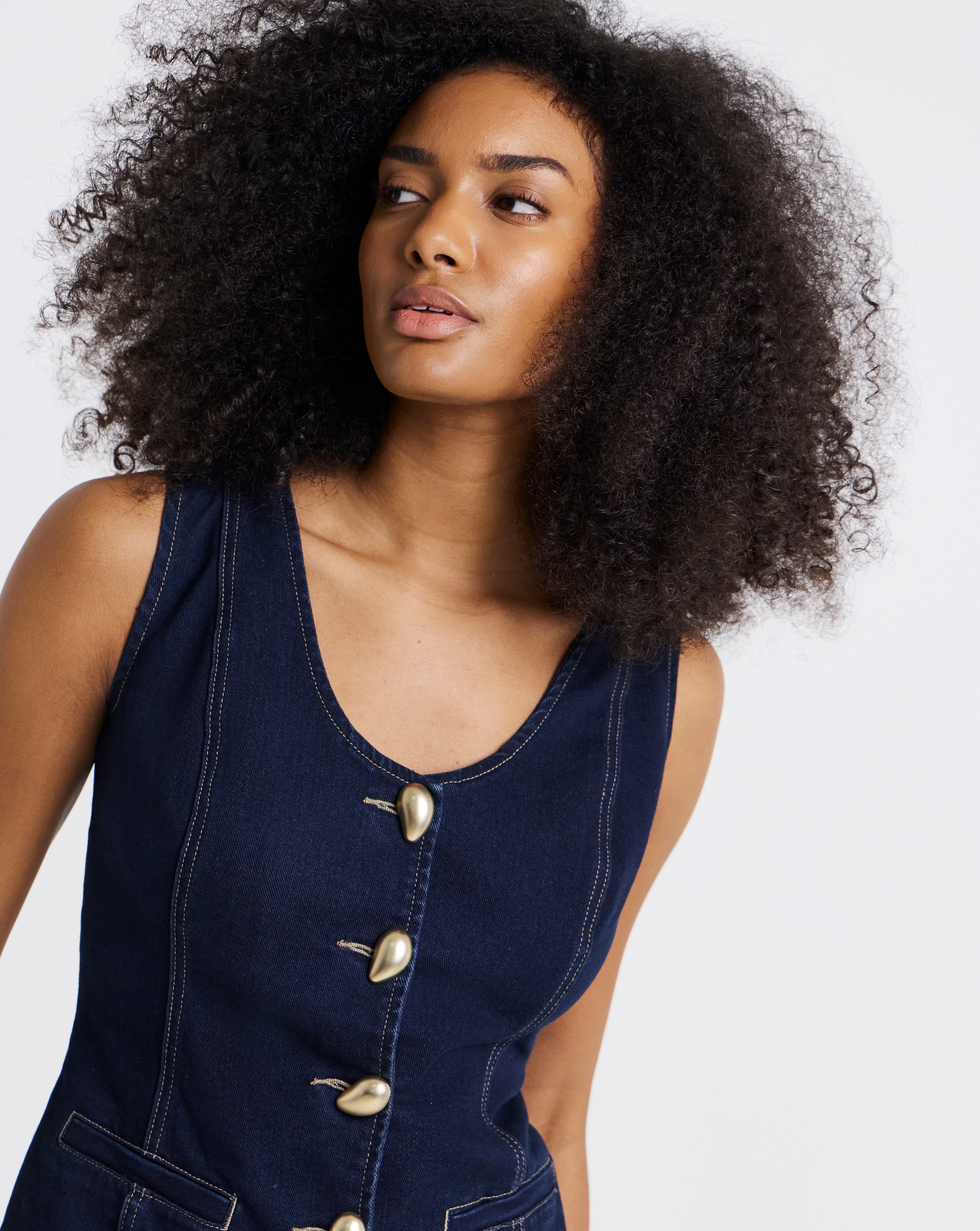 New In - Simply Be Statement Button Denim Top