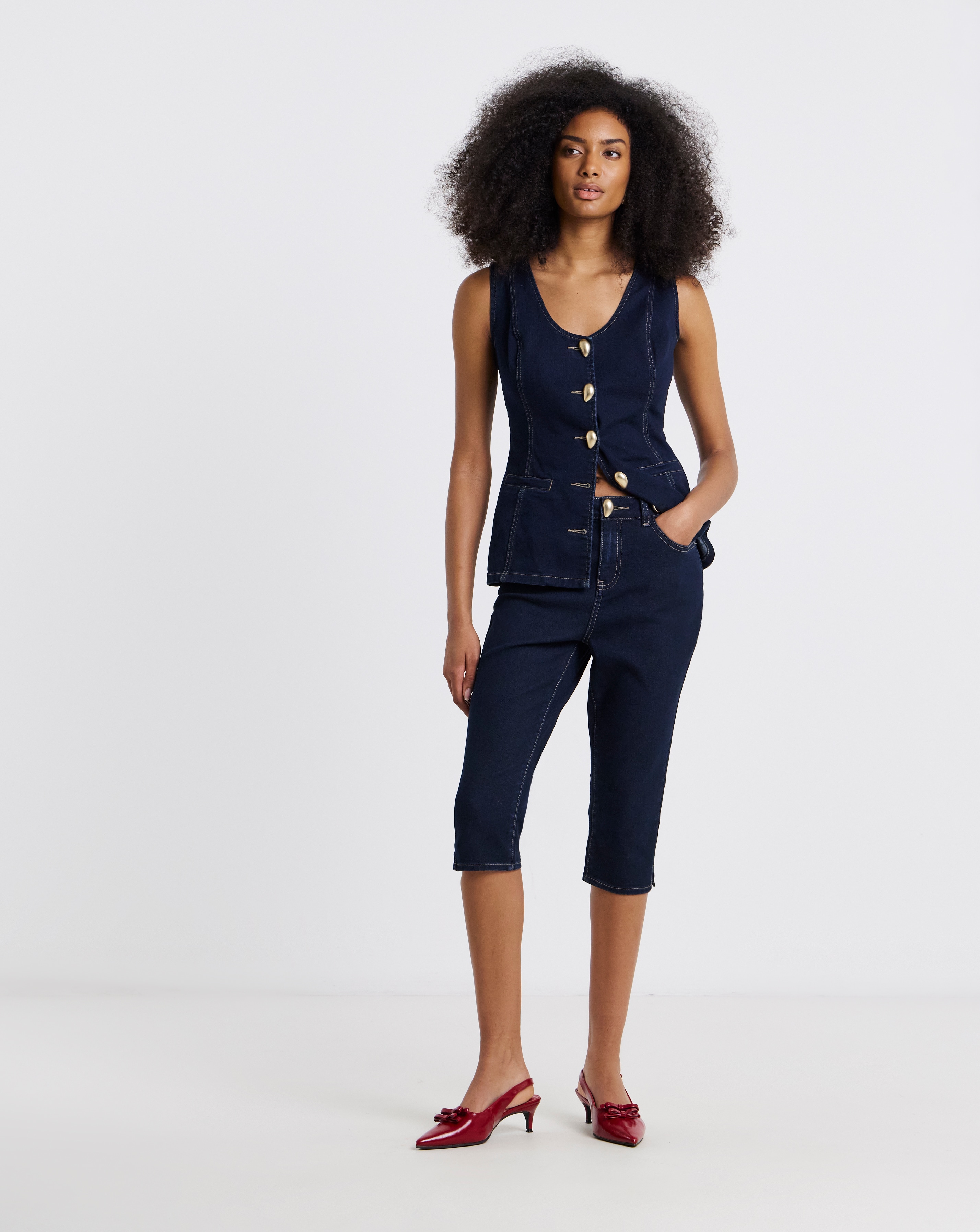 Simply Be Indigo Capri Jeans Co Ord