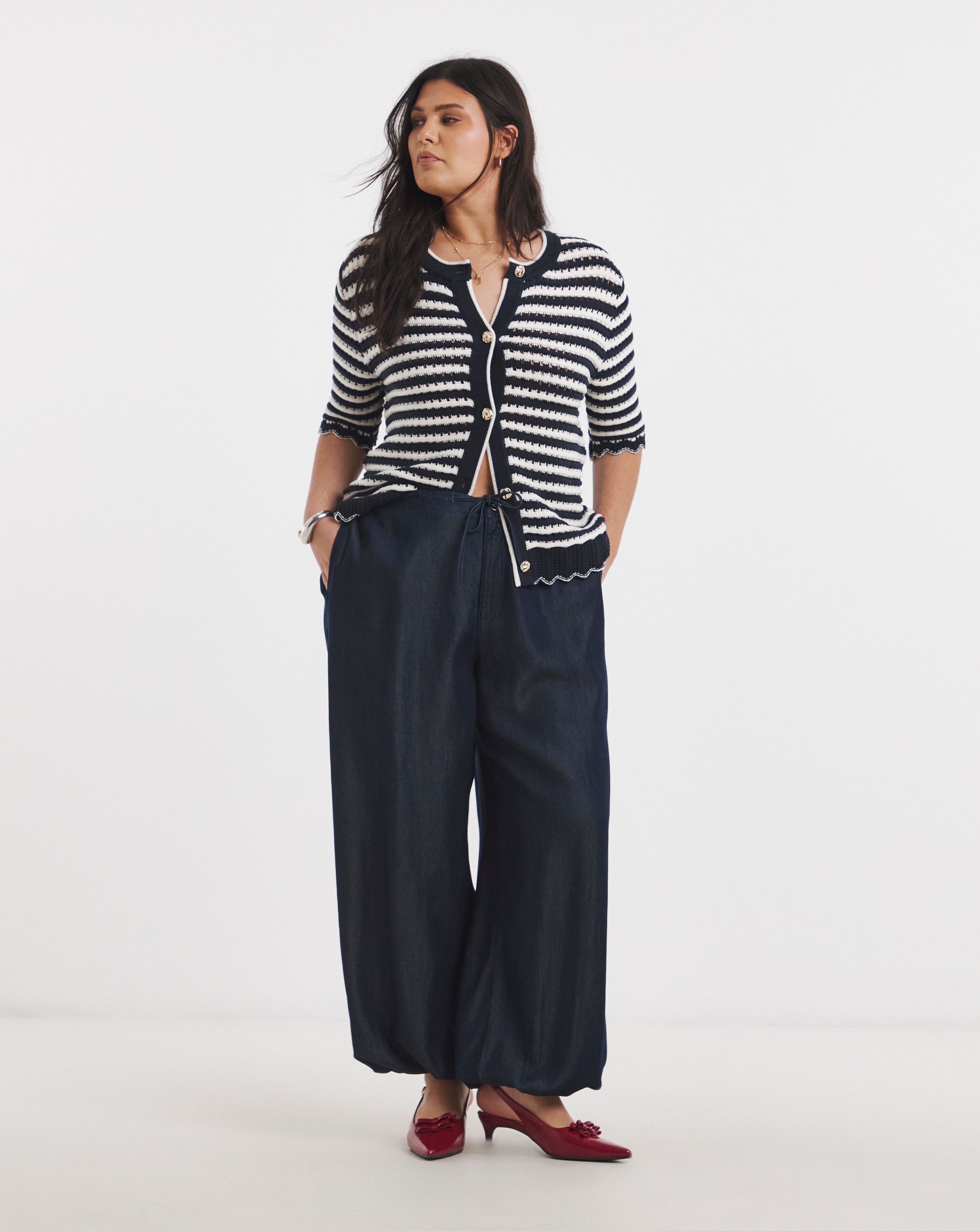 Indigo Lyocell Denim Balloon Jeans