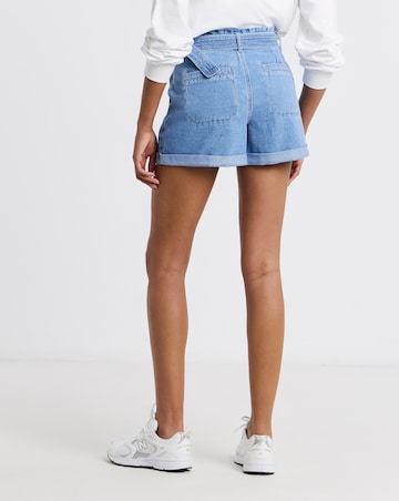 Light Blue Belted Denim Shorts