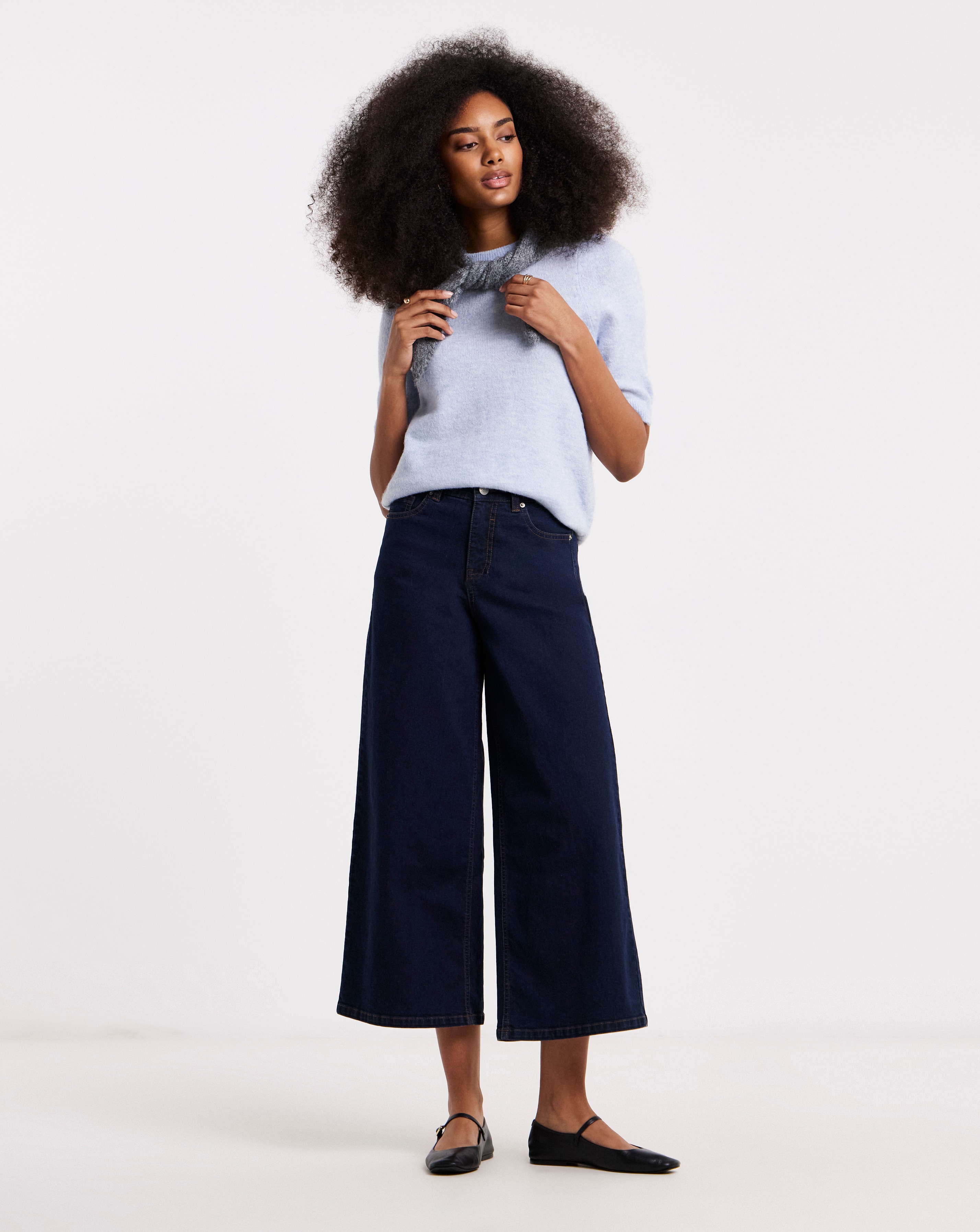 Simply Be Indigo 24/7 Crop Wide Leg Jean