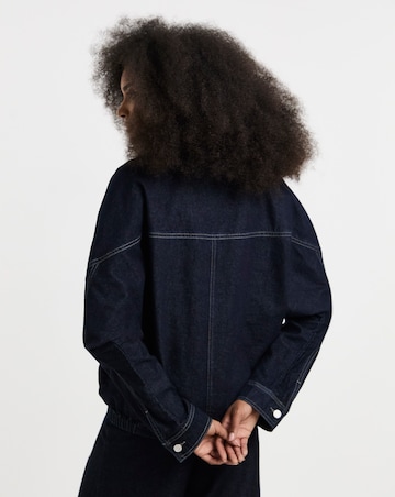 Indigo Funnel Neck Bat Wing Denim Jacket