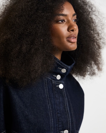 Indigo Funnel Neck Bat Wing Denim Jacket