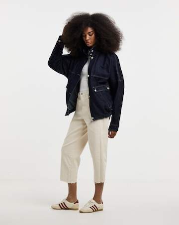 Indigo Funnel Neck Bat Wing Denim Jacket
