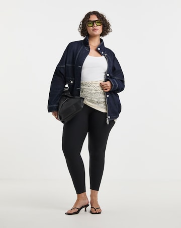 Indigo Funnel Neck Bat Wing Denim Jacket