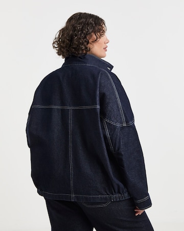 Indigo Funnel Neck Bat Wing Denim Jacket