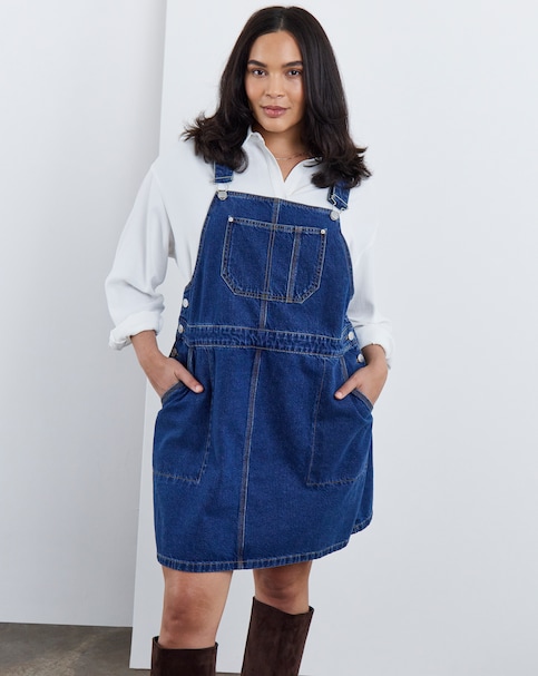 New In - Denim Mini Dunagree Dress