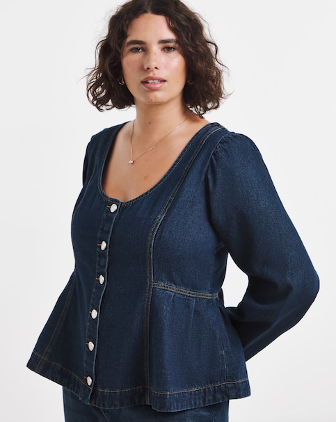 New In - Simply Be Denim Peplum Top