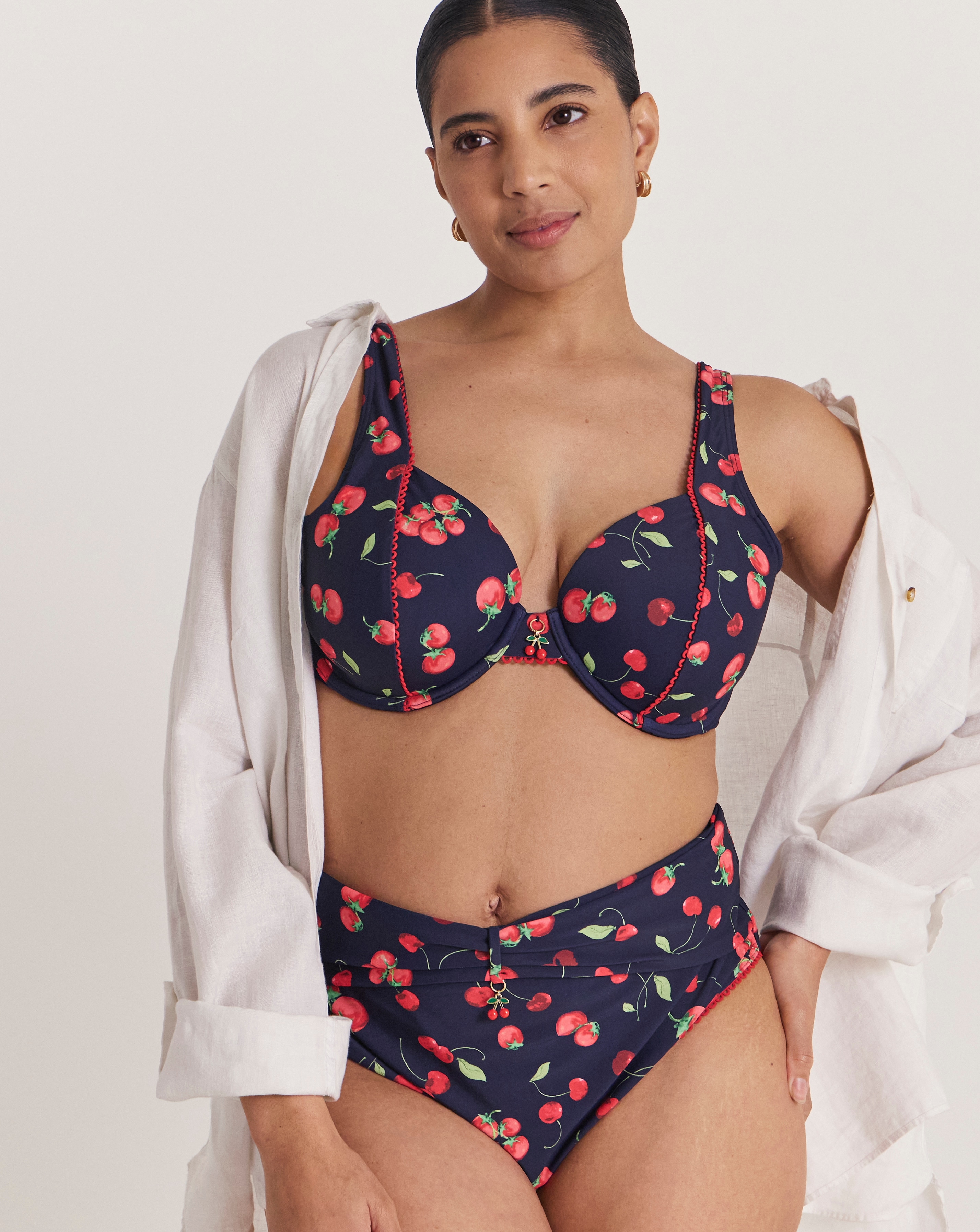 New In - Simply Be Cherry Print Bikini Brief