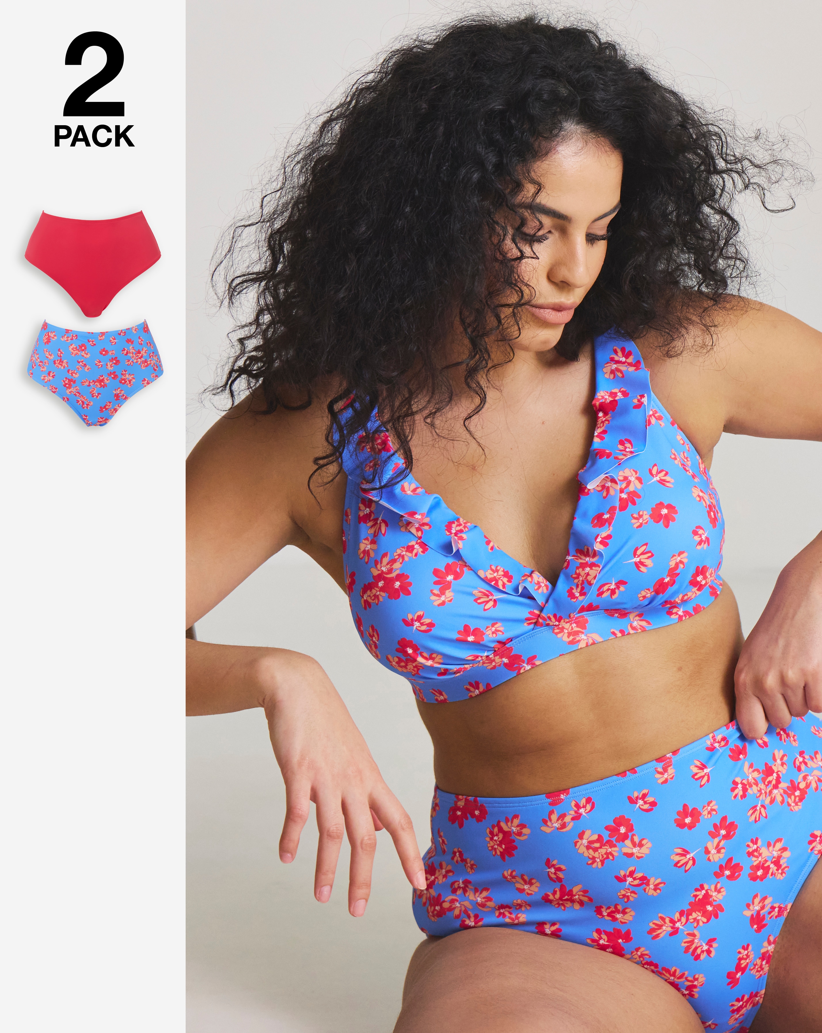 Value 2 Pack High Waist Bikini Bottoms