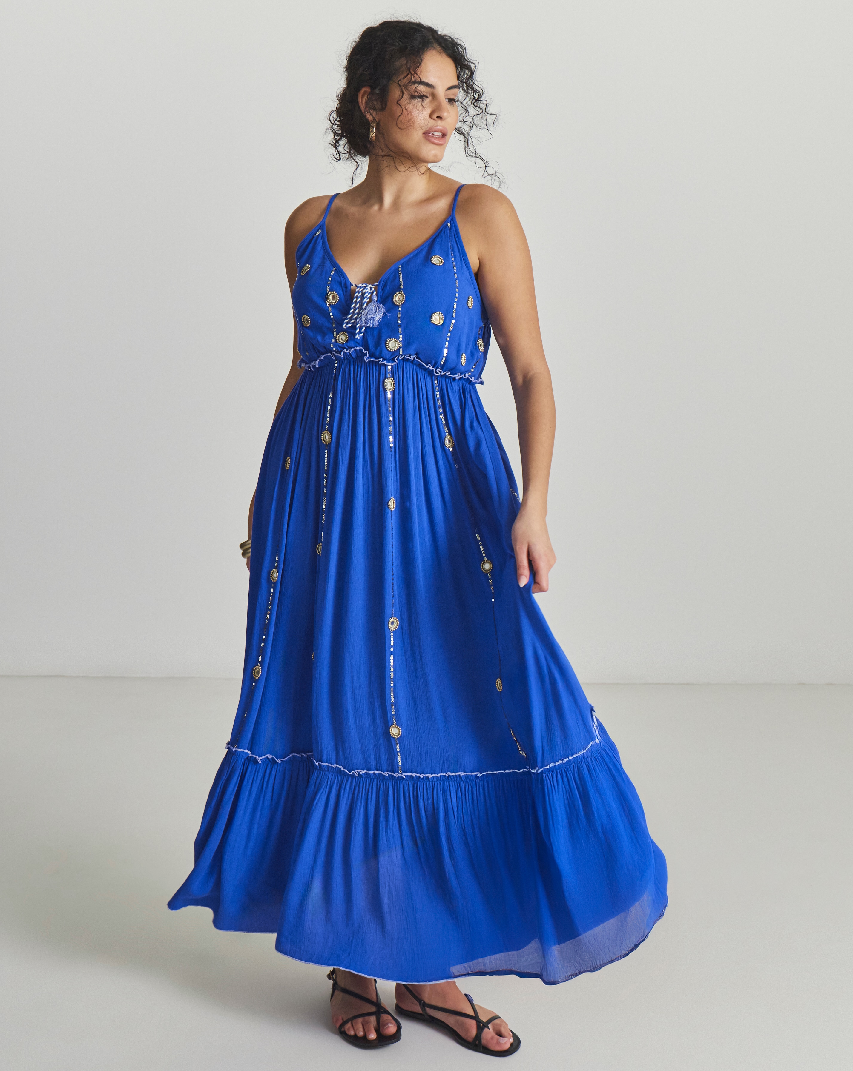 New In - Mirror Trims Maxi Beach Dress